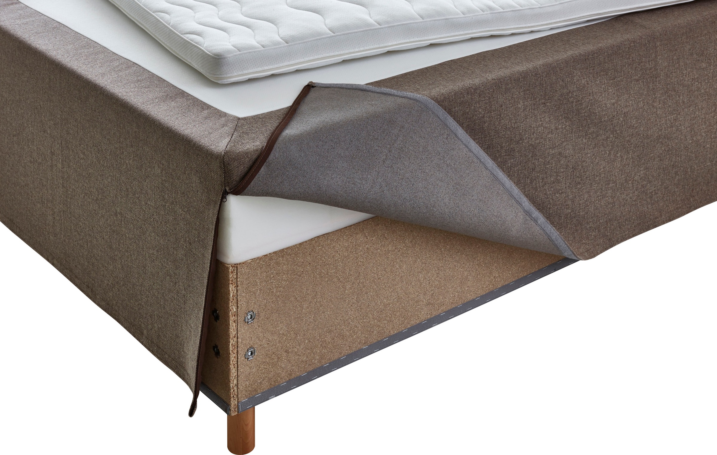 Boxbett HOME AFFAIRE "Thorsby", braun, B:180cm L:200cm, 100% Polypropylen, Komplettbetten, Boxspringbett, Boxbett ohne Kopfteil, frei im Raum stellbar, für Dachschrägen 3