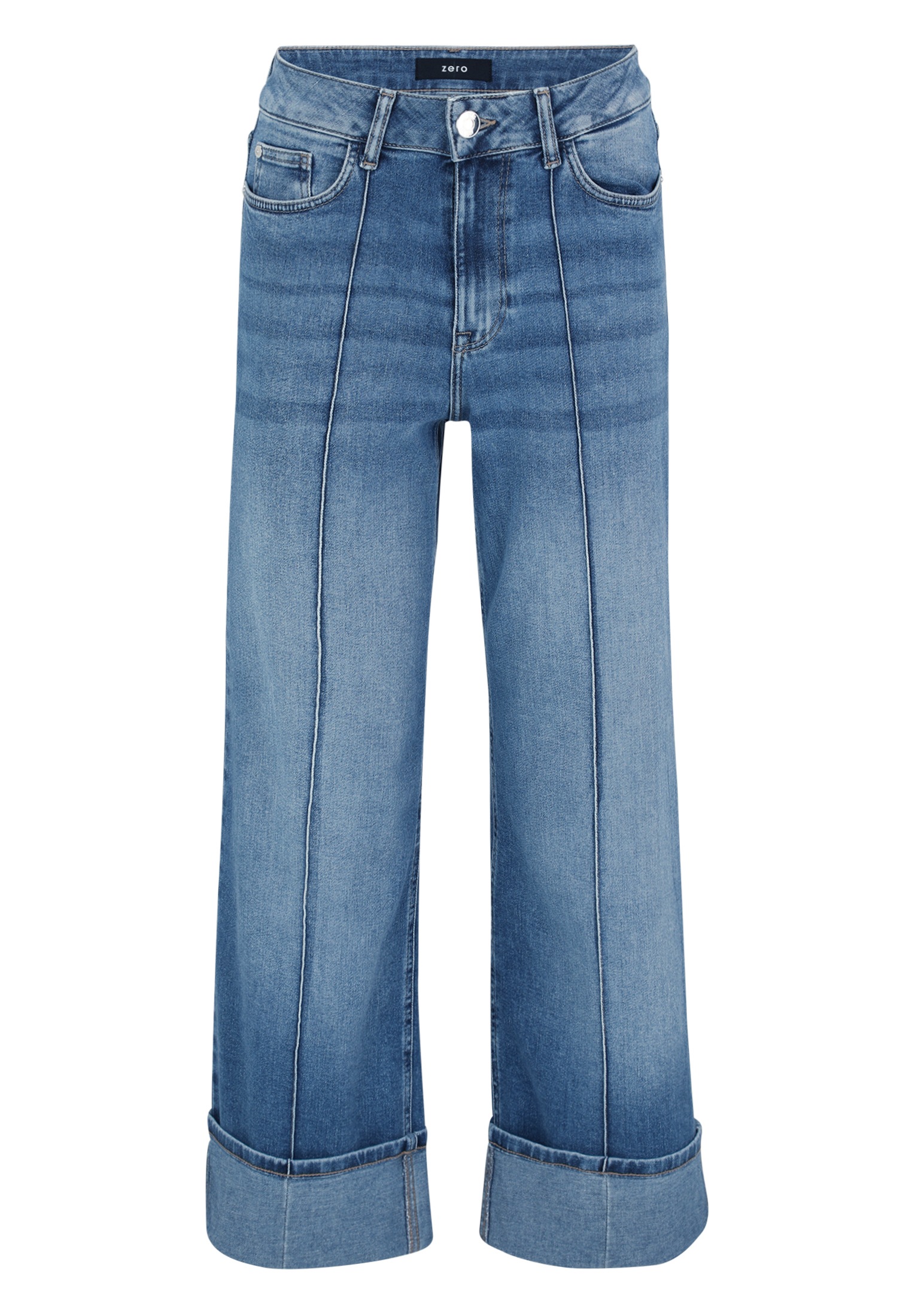 Zero Slim-fit-Jeans "Damen weites Bein mit Umschlag 28 Inch" günstig online kaufen