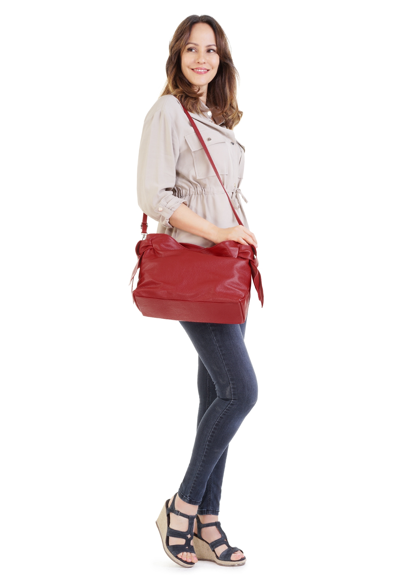 Samantha Look Henkeltasche, echt Leder, Made in Italy