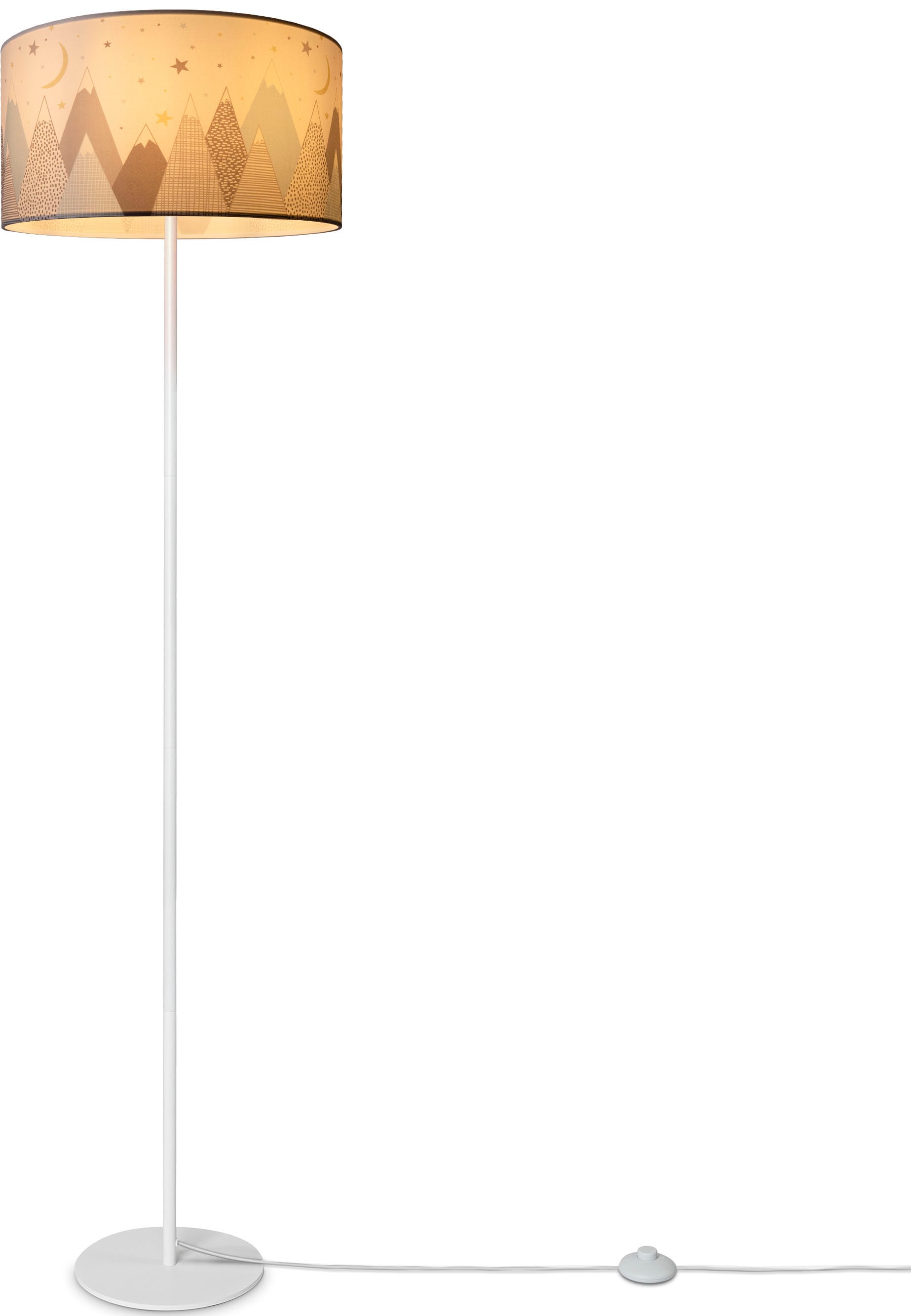 Paco Home Stehlampe »Luca Cosmo«, Kinder Lampe Stehlampe Stoff Lampenschirm  Babyzimmer Berge Wolken | BAUR