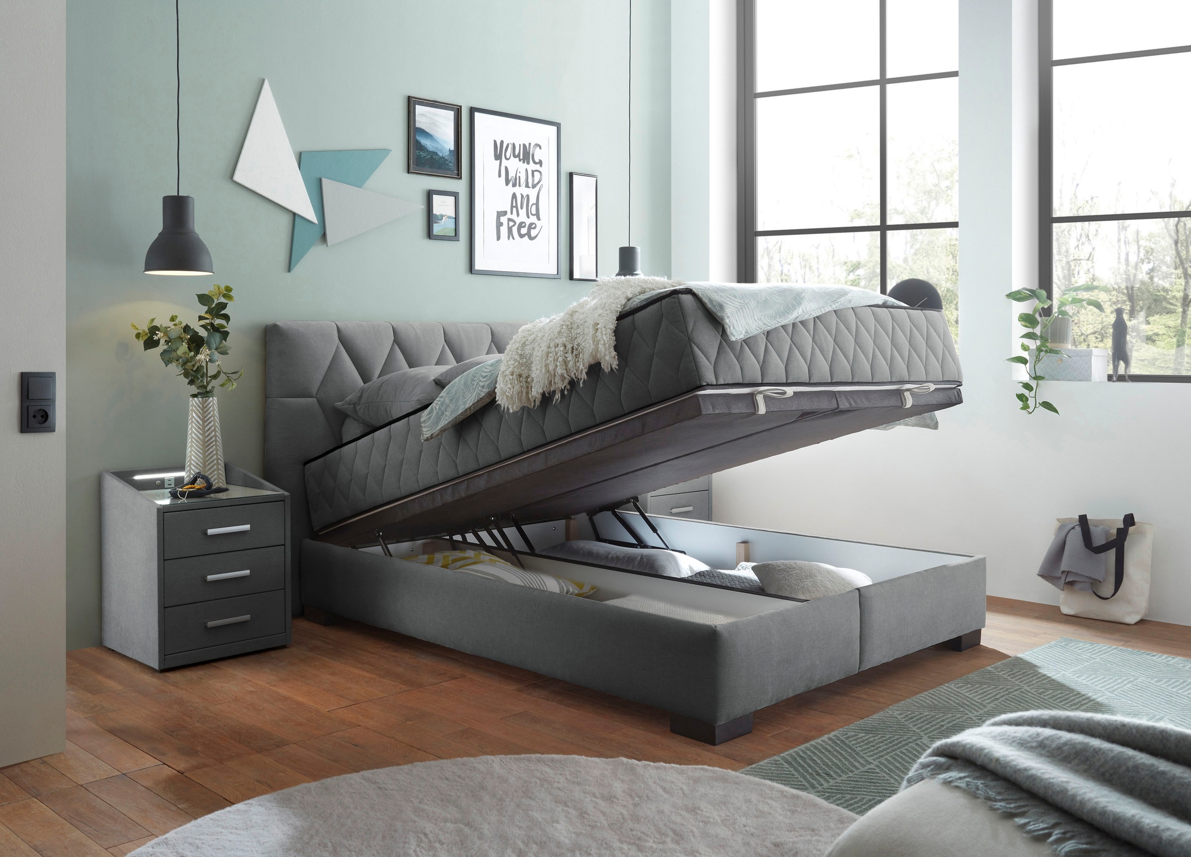 ED EXCITING DESIGN Boxbett »Nagol«, mit Bettkasten, mit Wendematratze, erhältlich in verschiedenen Breiten
