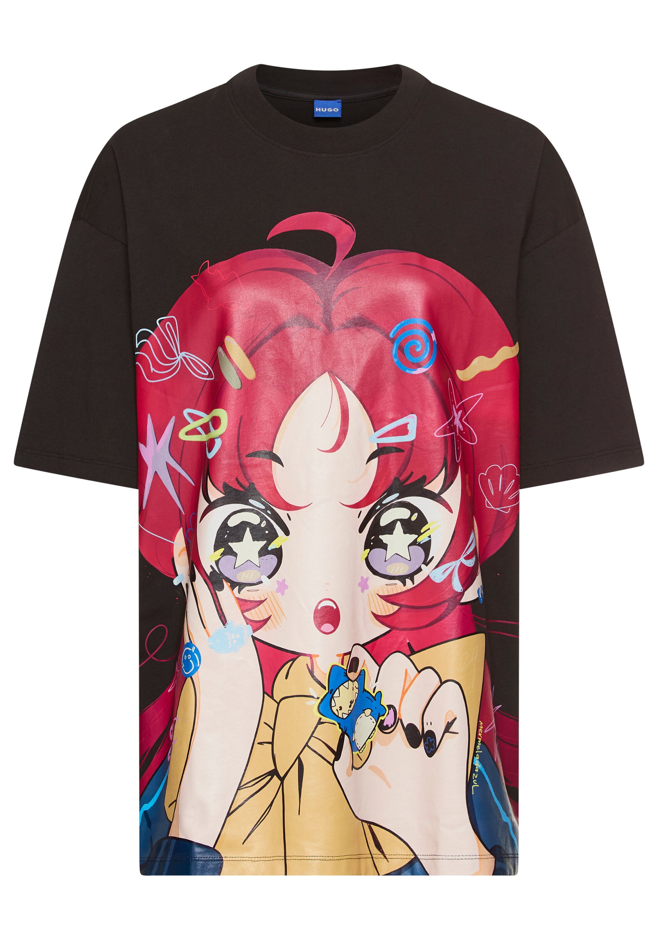 HUGO Blue Print-Shirt "Oversized Tee", im Anime Design günstig online kaufen