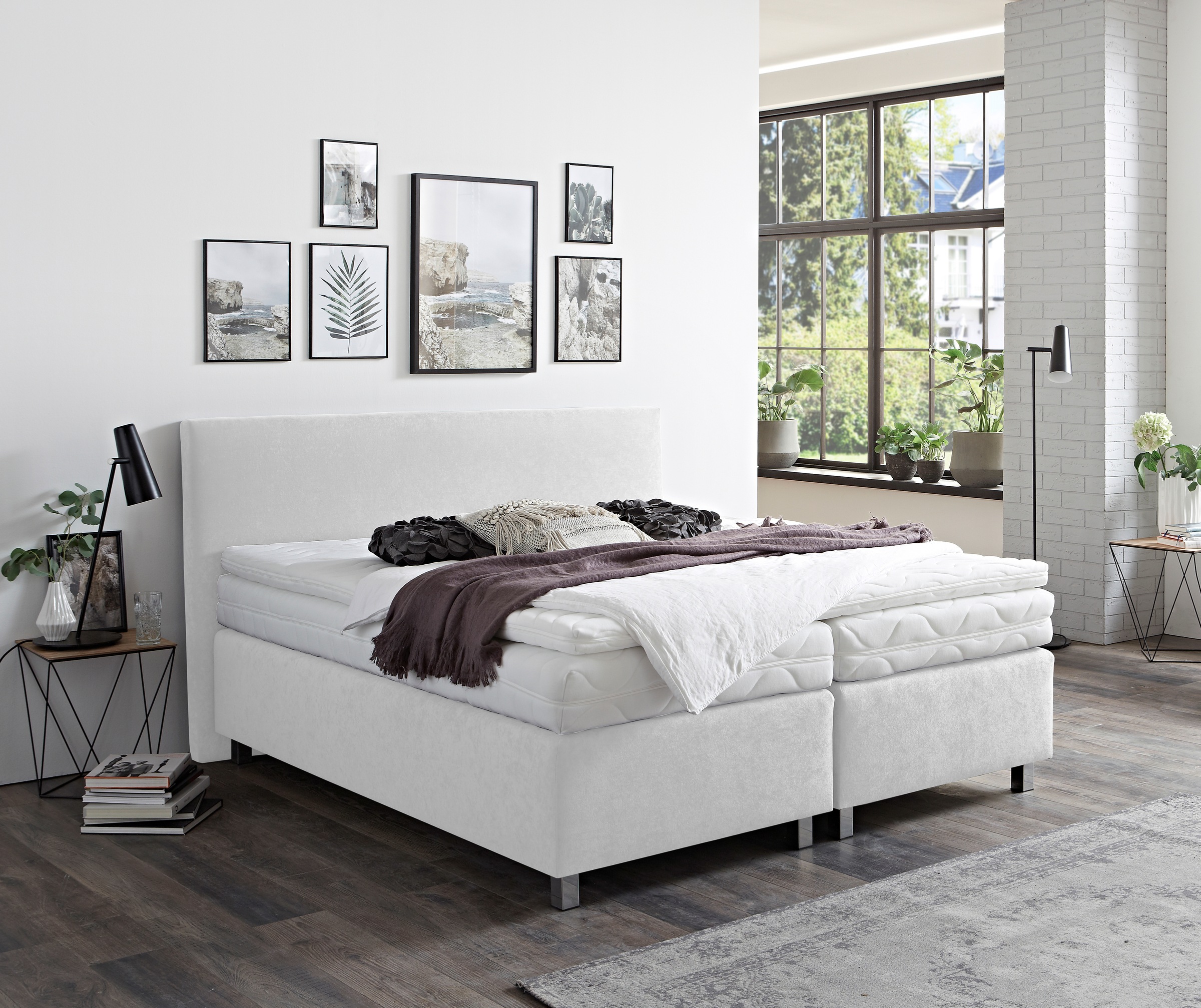 Westfalia Schlafkomfort Boxspringbett Verchromte Metallfüße, die die Kopfte günstig online kaufen