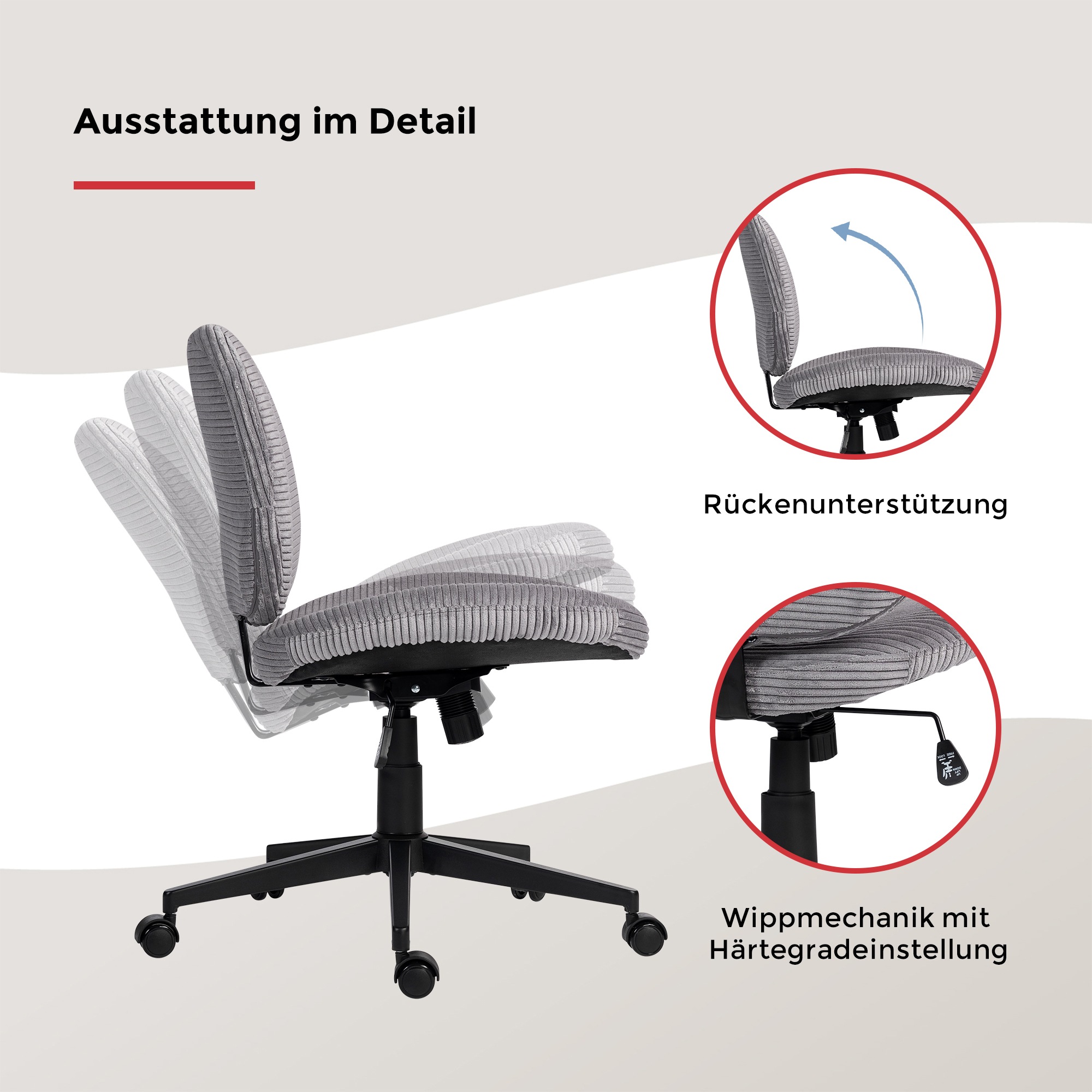 Duo Collection Drehstuhl »Tilo« () 1 Stk.Sitzhöhenverstellung, Wippmechanik, Sicherheitsdoppelrollen