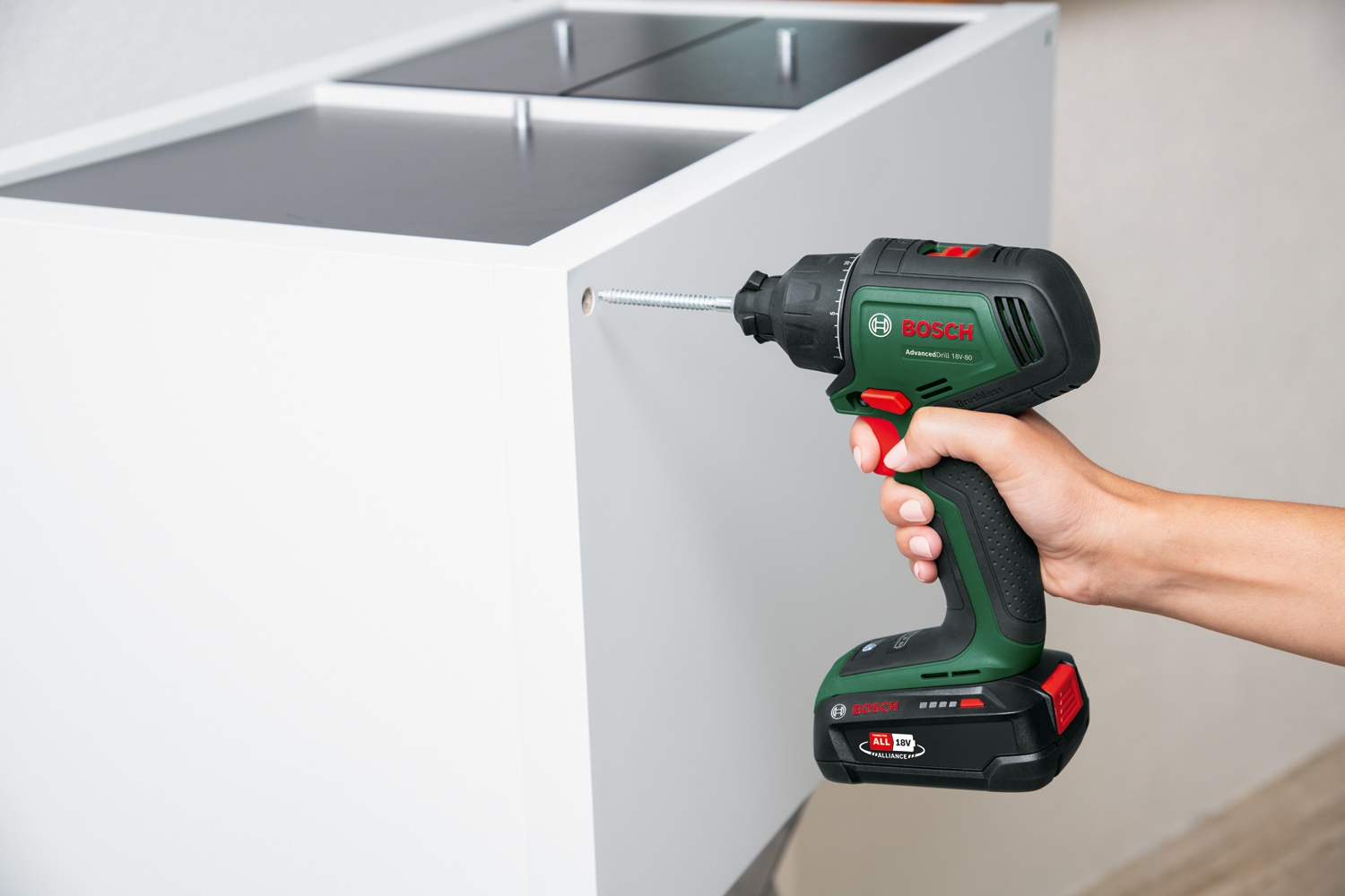 Bosch Home & Garden Akku-Bohrschrauber »»AdvancedDrill 18V-80 QuickSnap««, Inkl. 2x Akku PBA 18V 2,5Ah und Ladegerät