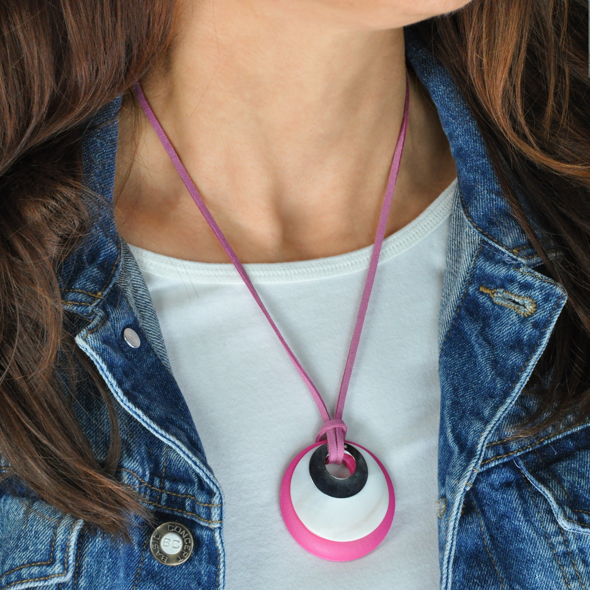 Steuer Collierkettchen »Velourkette pink mit Kunststoff-Anhänger«
