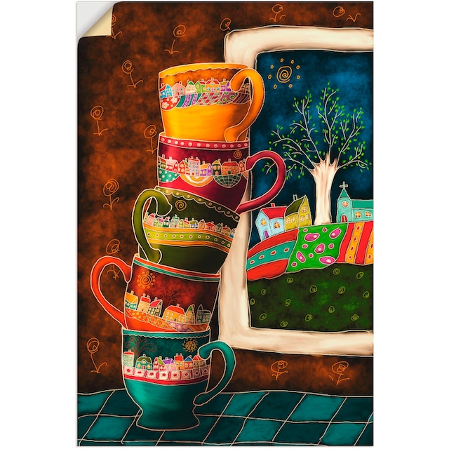 Artland Wandbild »Fröhliche Kaffeetassen«, Getränke, (1 St.), als Alubild,  Leinwandbild, Wandaufkleber oder Poster in versch. Größen bestellen | BAUR