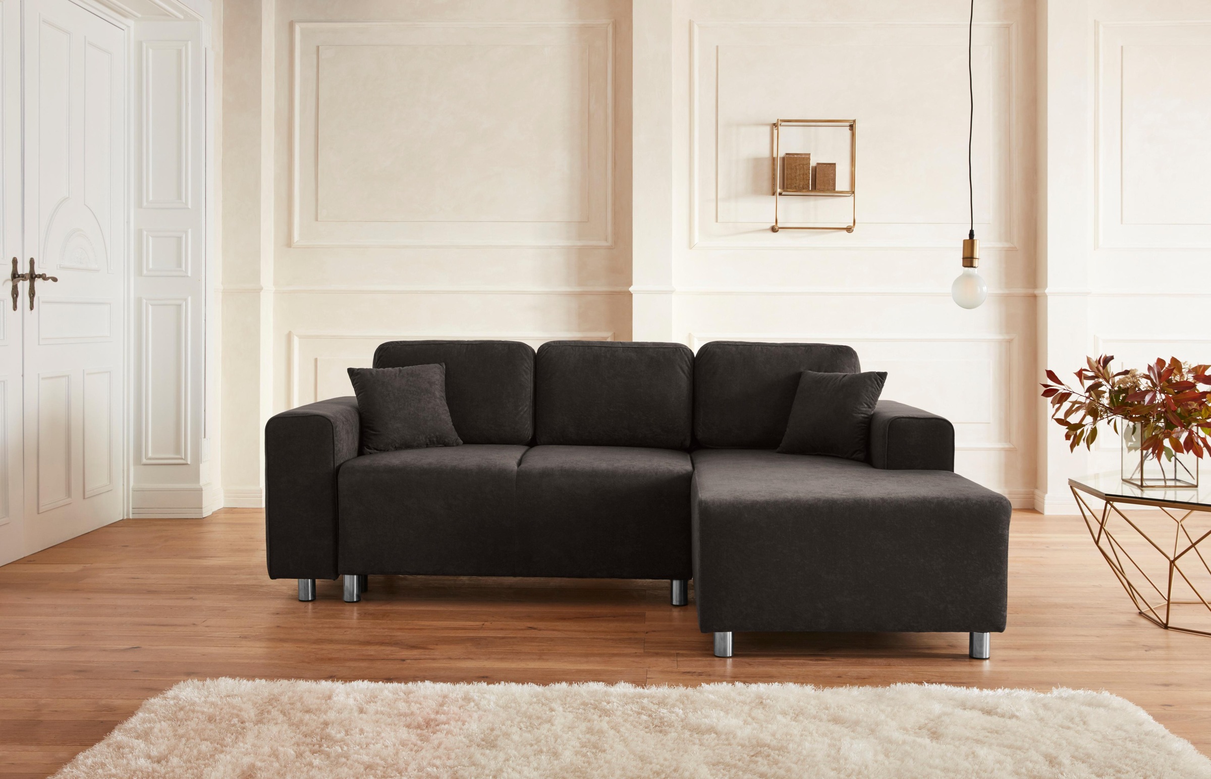 Guido Maria Kretschmer Home&Living Ecksofa »Györ«, L-Form, wahlweise mit Bettfunktion und Bettkasten incl. 2 Zierkissen