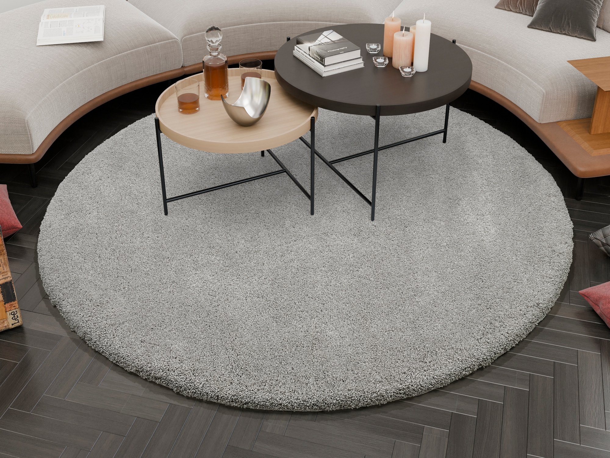 OCI DIE TEPPICHMARKE 1100000002199 "MONTIS" rund 45 mm Höhe uni, Langflor, Shaggy, auch in rund, quadratisch und Läufer erhältlich