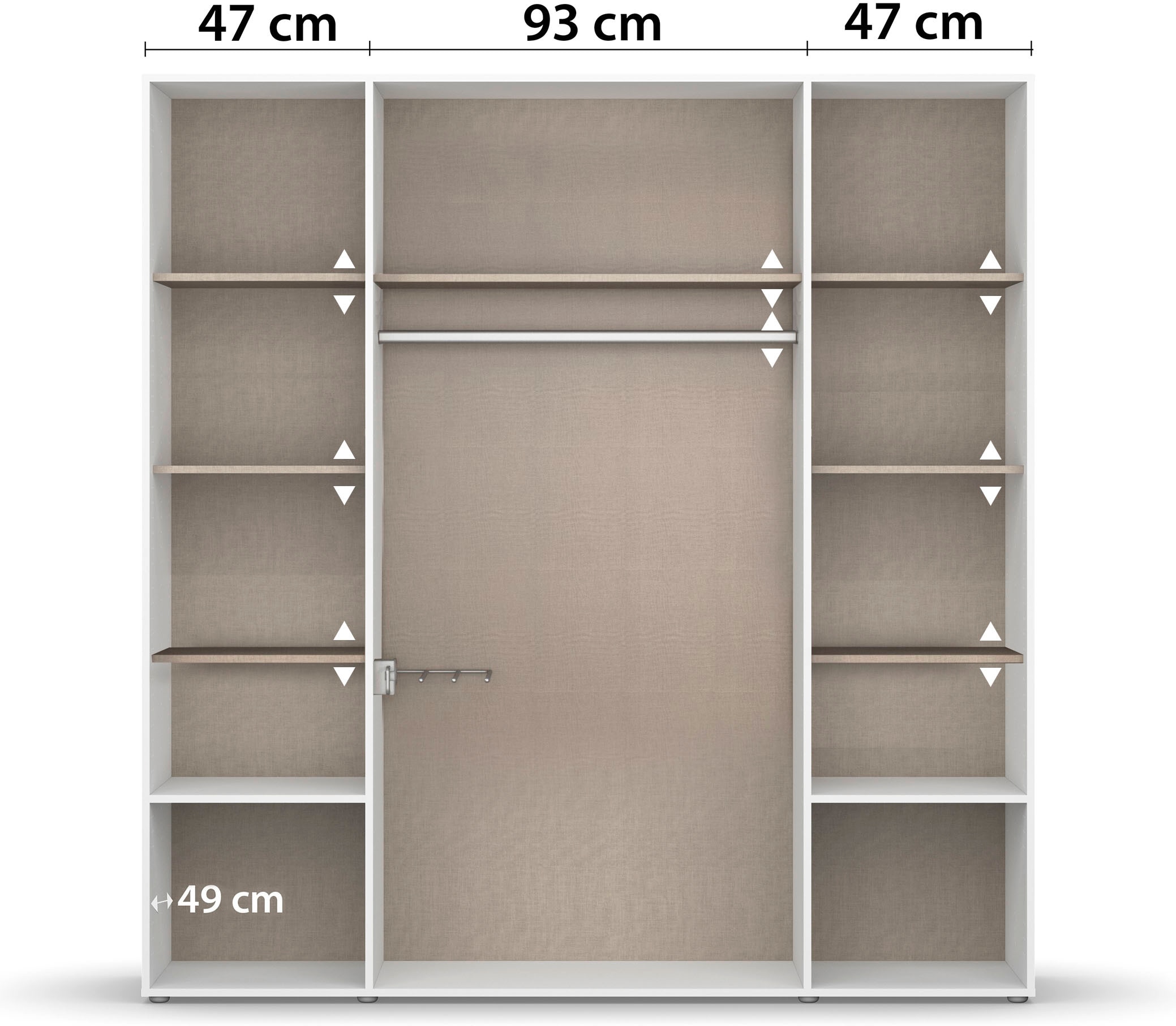 rauch Drehtürenschrank »Kleiderschrank Schrank Garderobe Wäscheschrank NARAI mit Schubladen«, (in 3 verschiedenen Ausstattungen BASIC/CLASSIC/PREMIUM), Griffausfräsungen für eine grifflose Optik TOPSELLER MADE IN GERMANY
