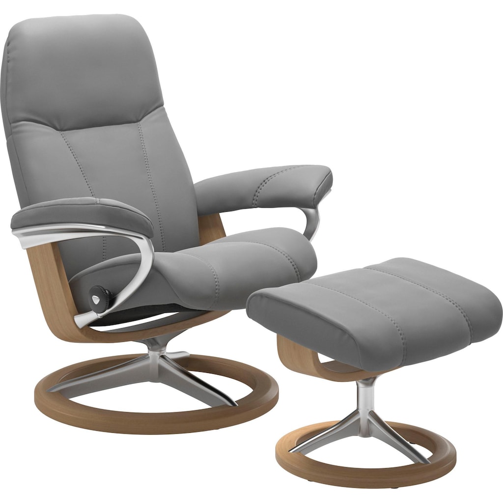 Stressless® Relaxsessel »Consul«, (Set, Relaxsessel mit Hocker), mit Hocker, mit Signature Base, Größe M, Gestell Eiche