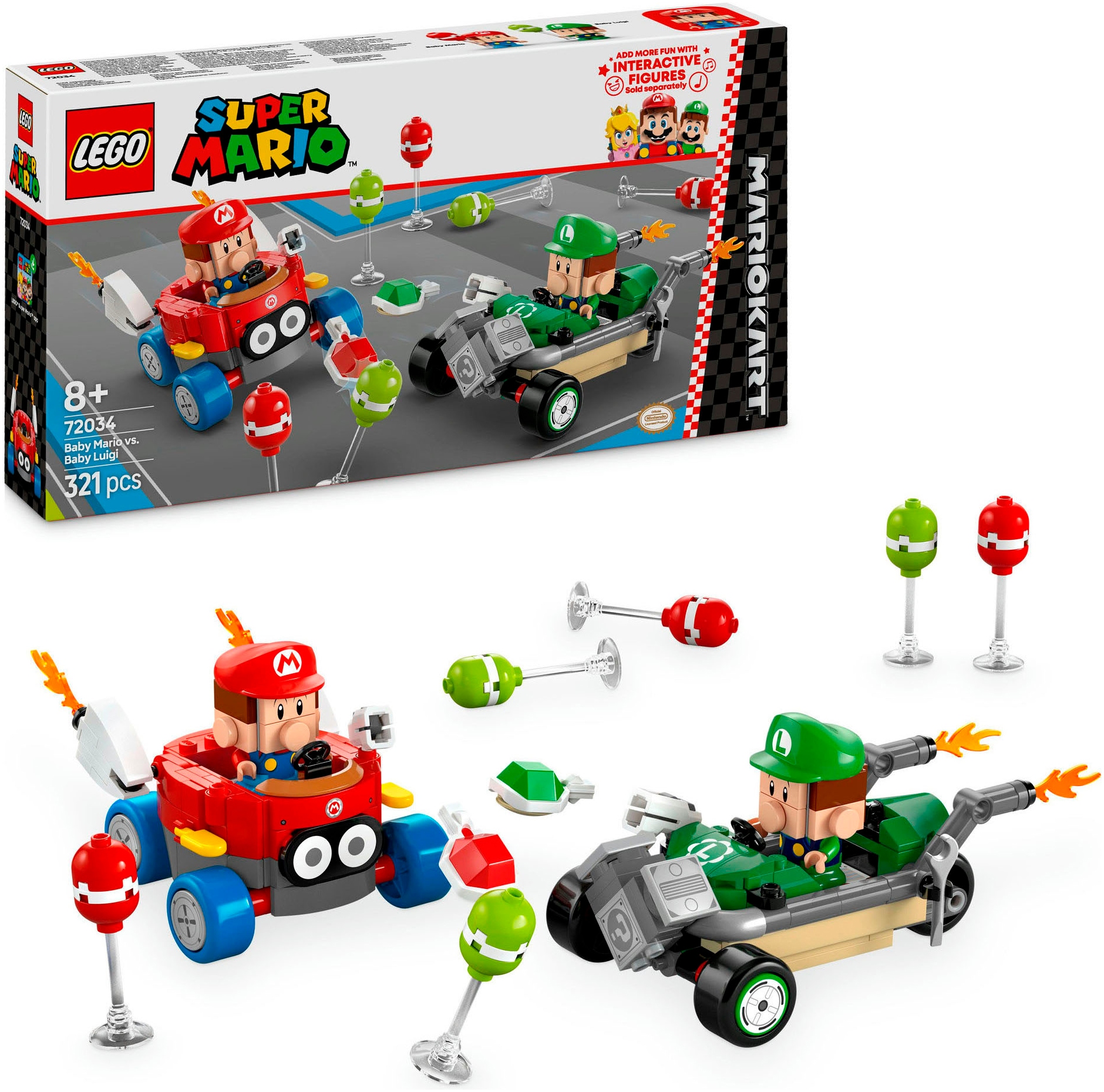 Konstruktionsspielsteine »Mario Kart™ – Baby Mario vs. Baby Luigi (72034), LEGO Super...