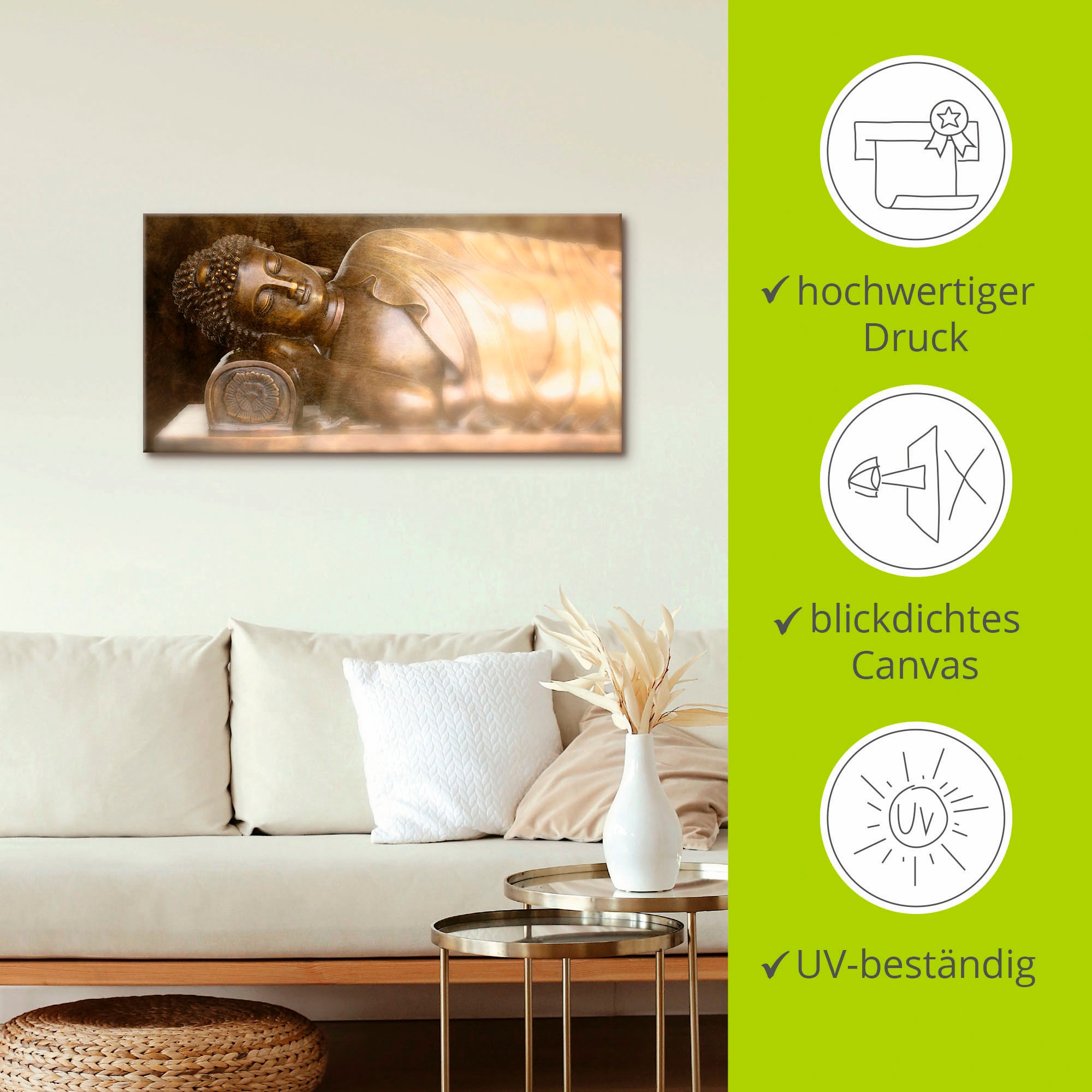 Artland Wandbild »Buddha«, Religion, (1 St.), als Leinwandbild, Wandaufkleber in verschied. Größen