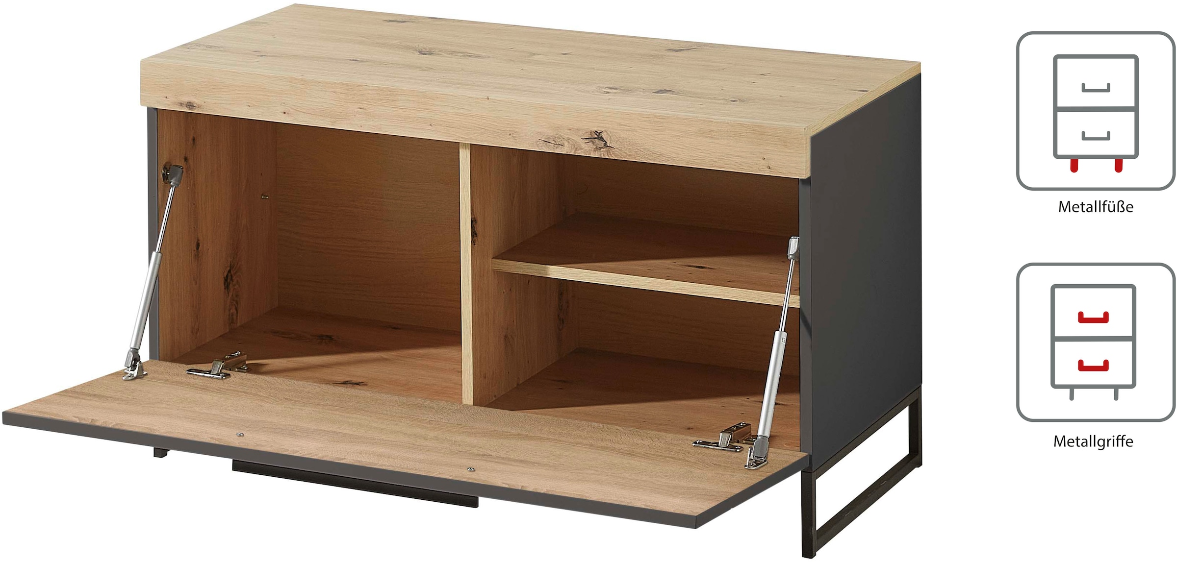 Innostyle Wohnwand »Loft Two, TOPSELLER!«, (5 St., TV-Wand), inkl. LED-Beleuchtung