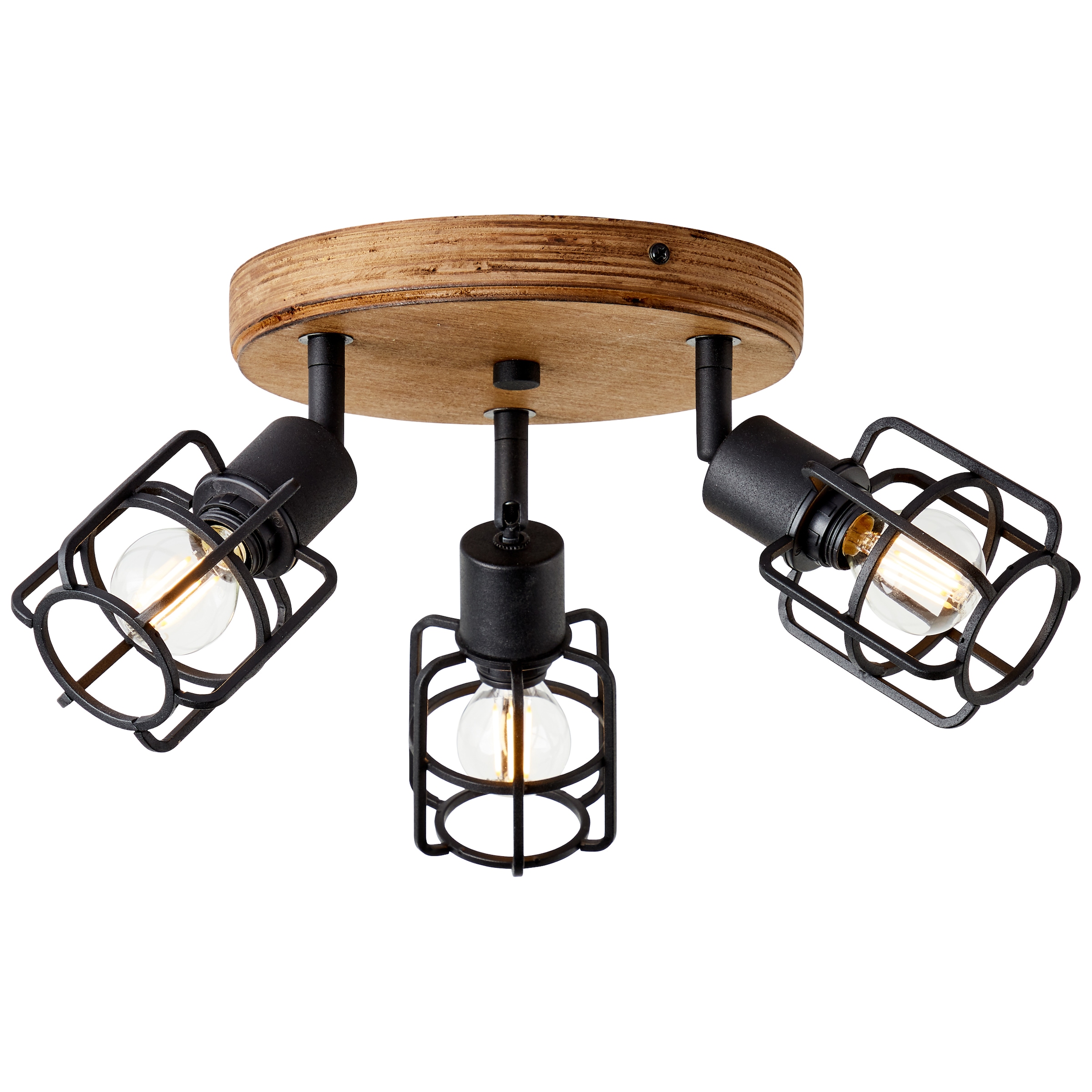 Brilliant Deckenstrahler »Gwen«, 3 flammig, Leuchtmittel E14 | ohne Leuchtmittel, D 35 cm, 3 x E14, schwenkbar, Metall/Holz, antik/schwarz korund