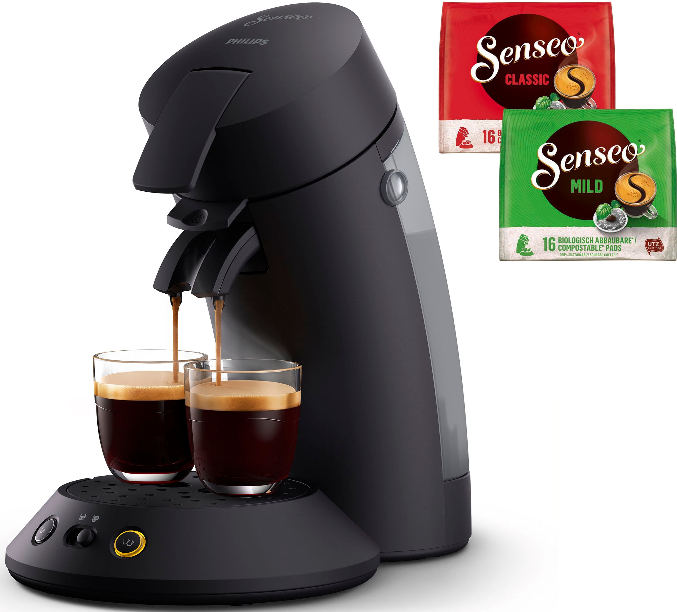 Philips Senseo Kaffeepadmaschine »Original Plus CSA210/60, mit zwei Kaffee-Einstellungen«, aus 28% rec. Plastik, inkl. Gratis-Zugabe (Wert 5 € UVP)