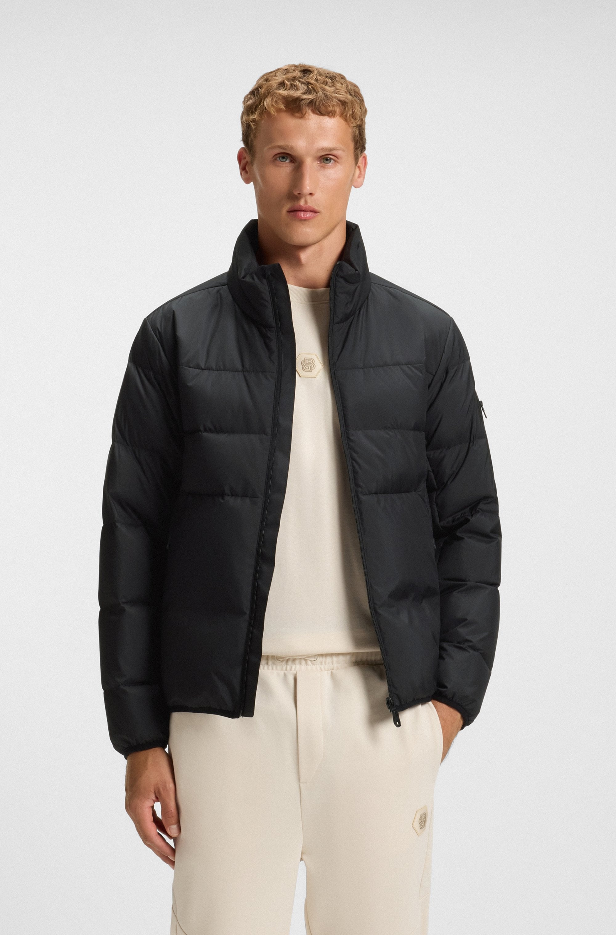BOSS GREEN Daunenjacke, Stehkragen, reflektierende Details, Ärmeltasche günstig online kaufen