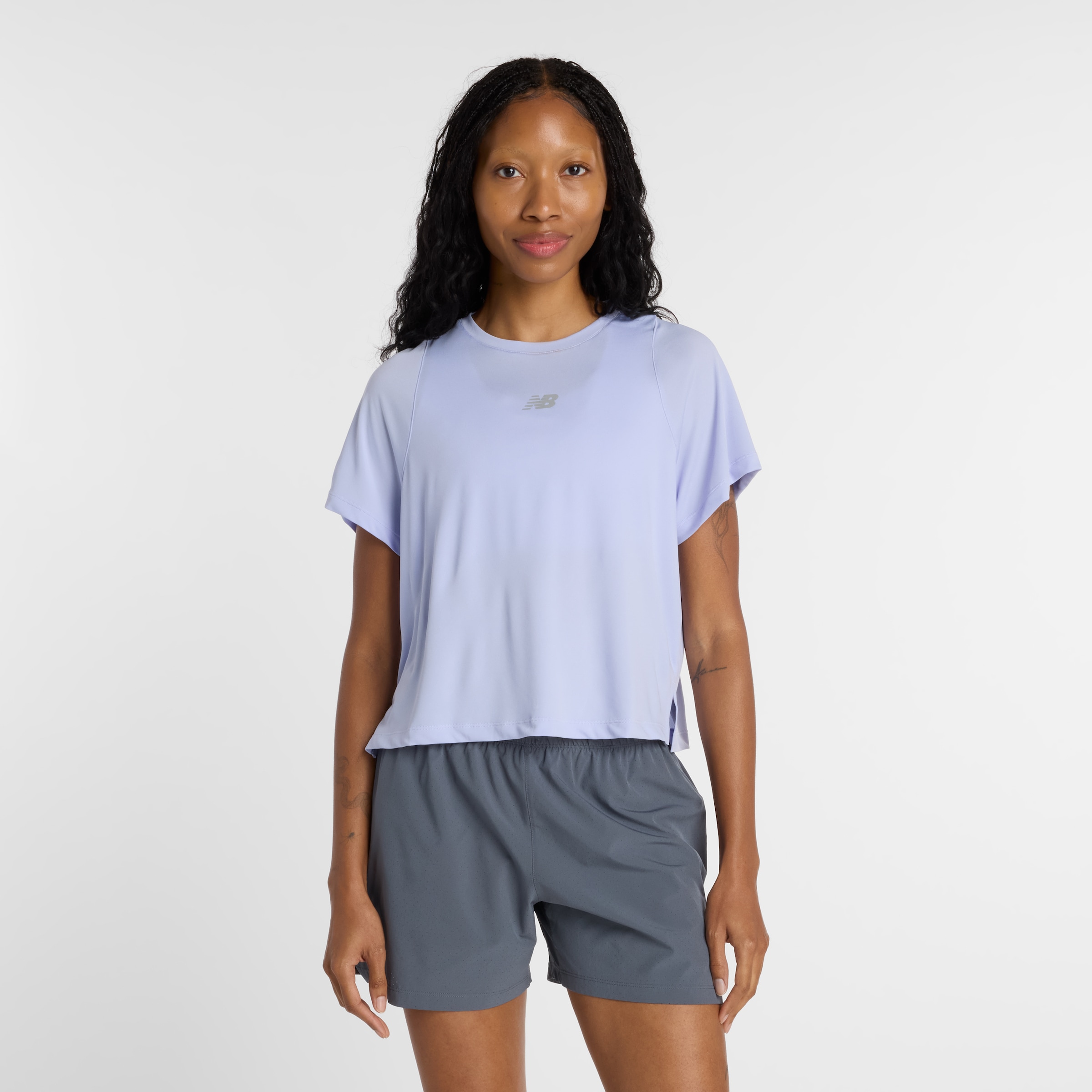 New Balance Funktionsshirt Kurzarmdesign, mit Rundhalsausschnitt, ohne Verschluss, aus Polyester