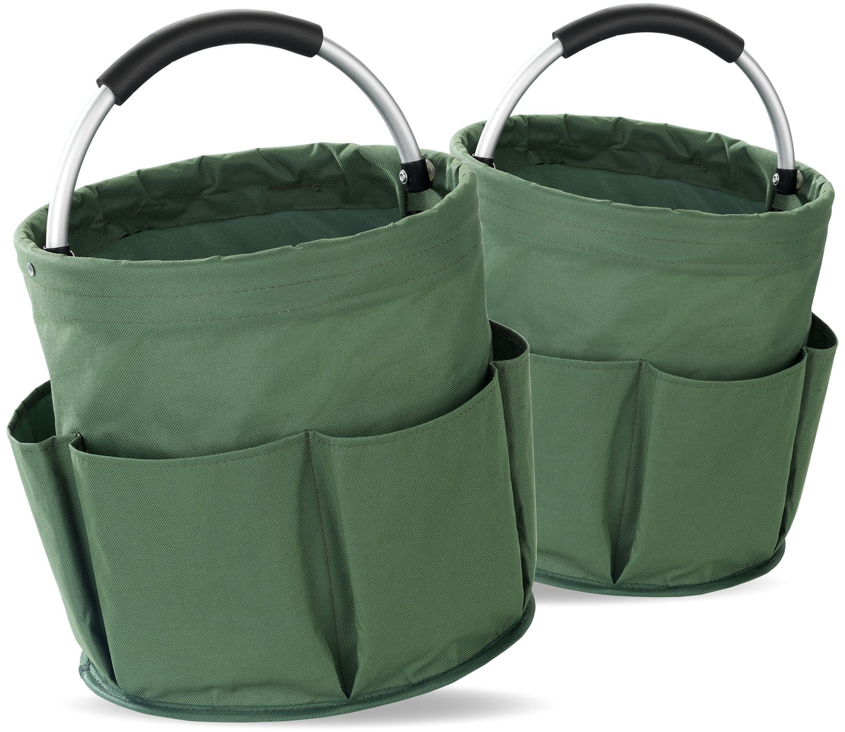 MAXIMEX Falteimer "Modell Universal-Caddy", B:28cm H:26,5cm L:28cm T:28cm Ø:28cmgrün, Eimer, Organizer für Haus & Garten, platzsparend faltbar, mit 6