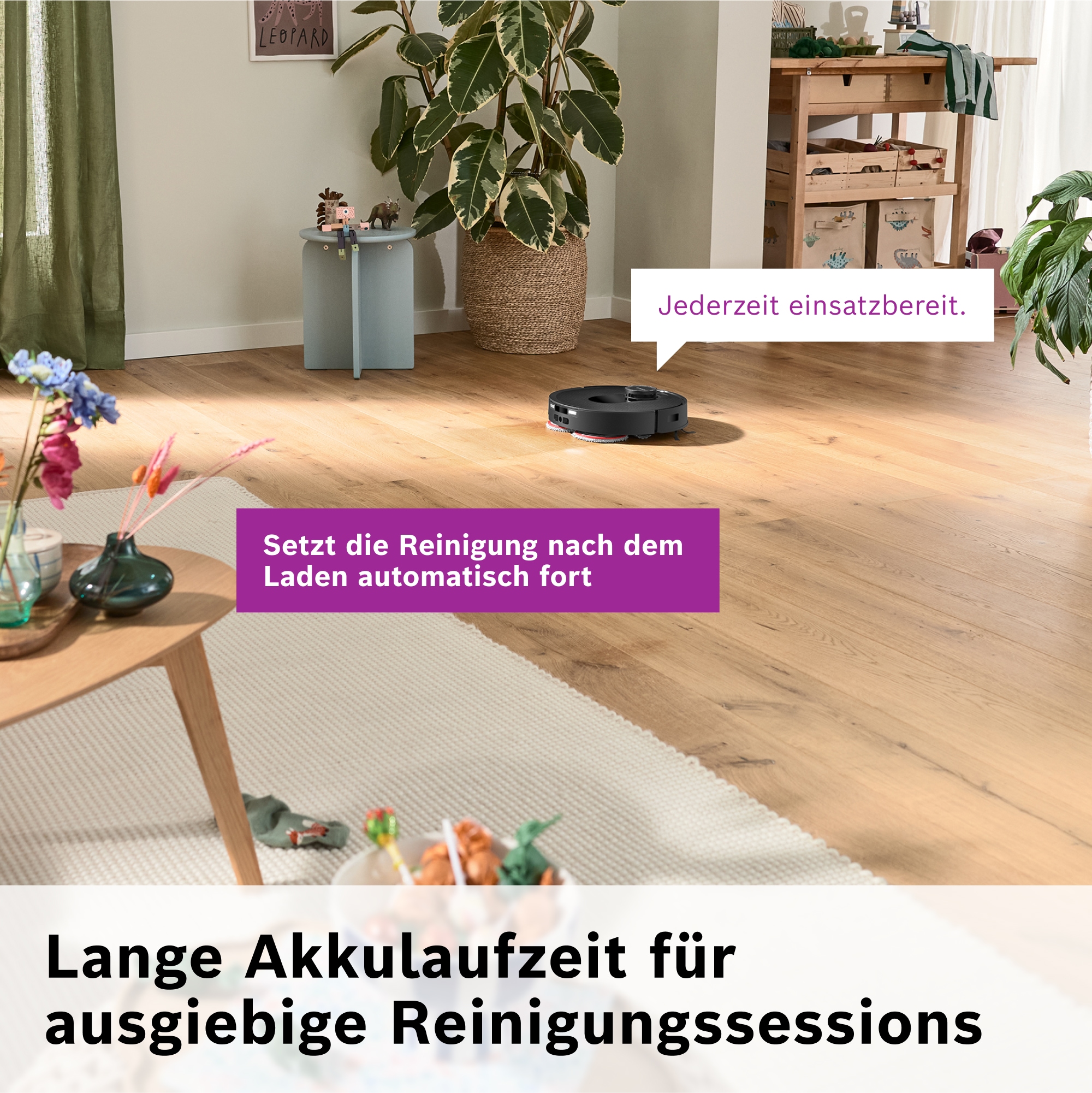 BOSCH Saugroboter »Spotless Max BCRDW3B, rotierende Wischpads, 70°C Selbstreinigung«, Datensicherheit, 11.000 Pa Saugkraft, Absaugstation, Carbon Bürste