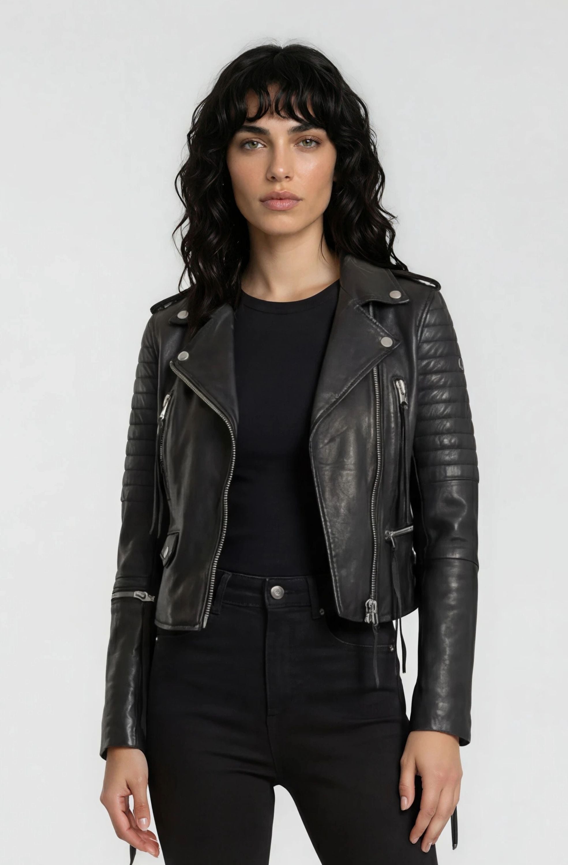 trueprodigy Lederjacke "Jade mit Reißverschluss Details" ohne Kapuze