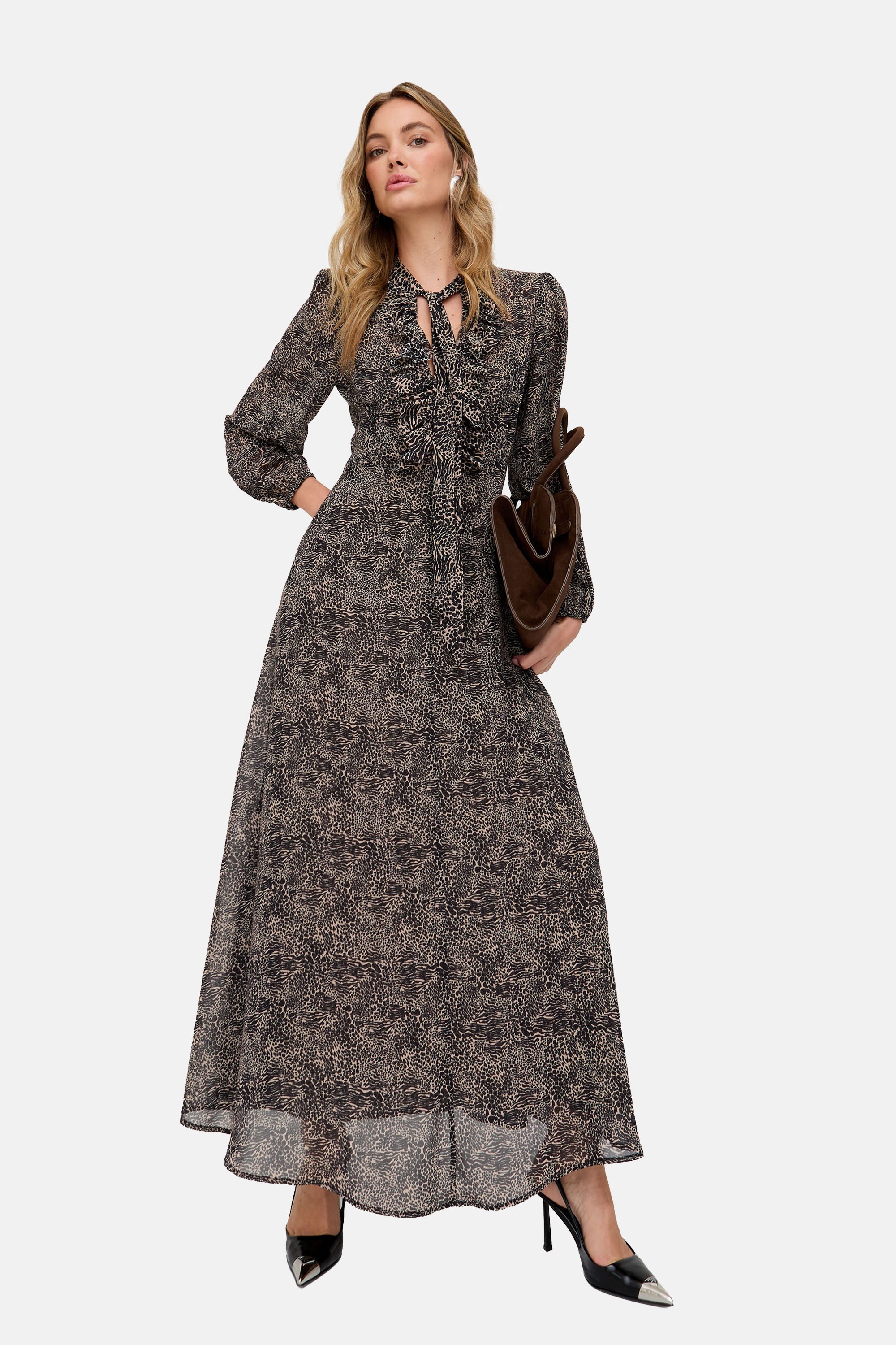Lily and Lionel Midikleid "Margot Ruffle Neck Print Maxi Dress Damen" günstig online kaufen