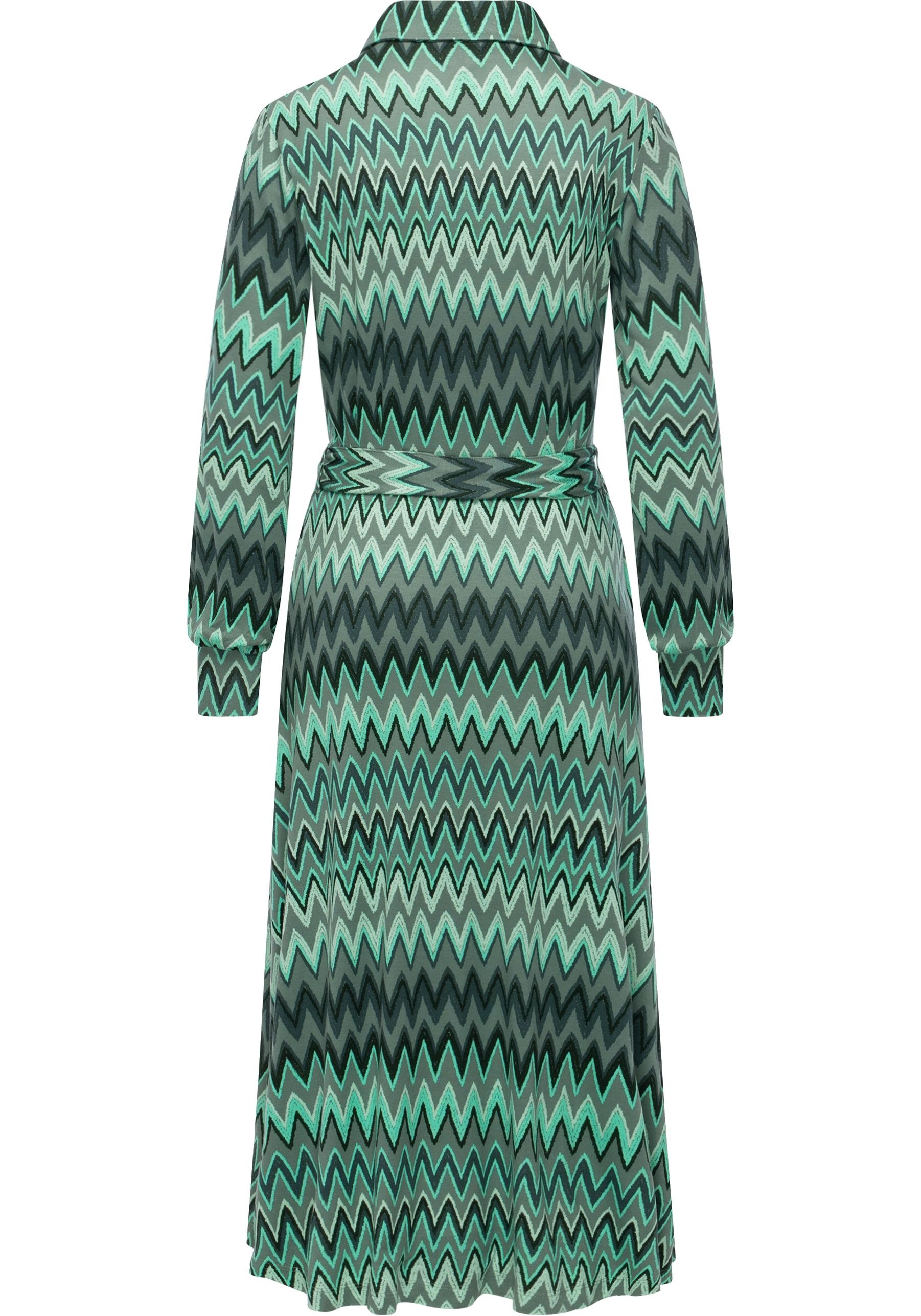 Thumbnail - Ragwear Blusenkleid "Plantee Print" Eingrifftaschen Modisches Damenkleid mit Taillengürtel