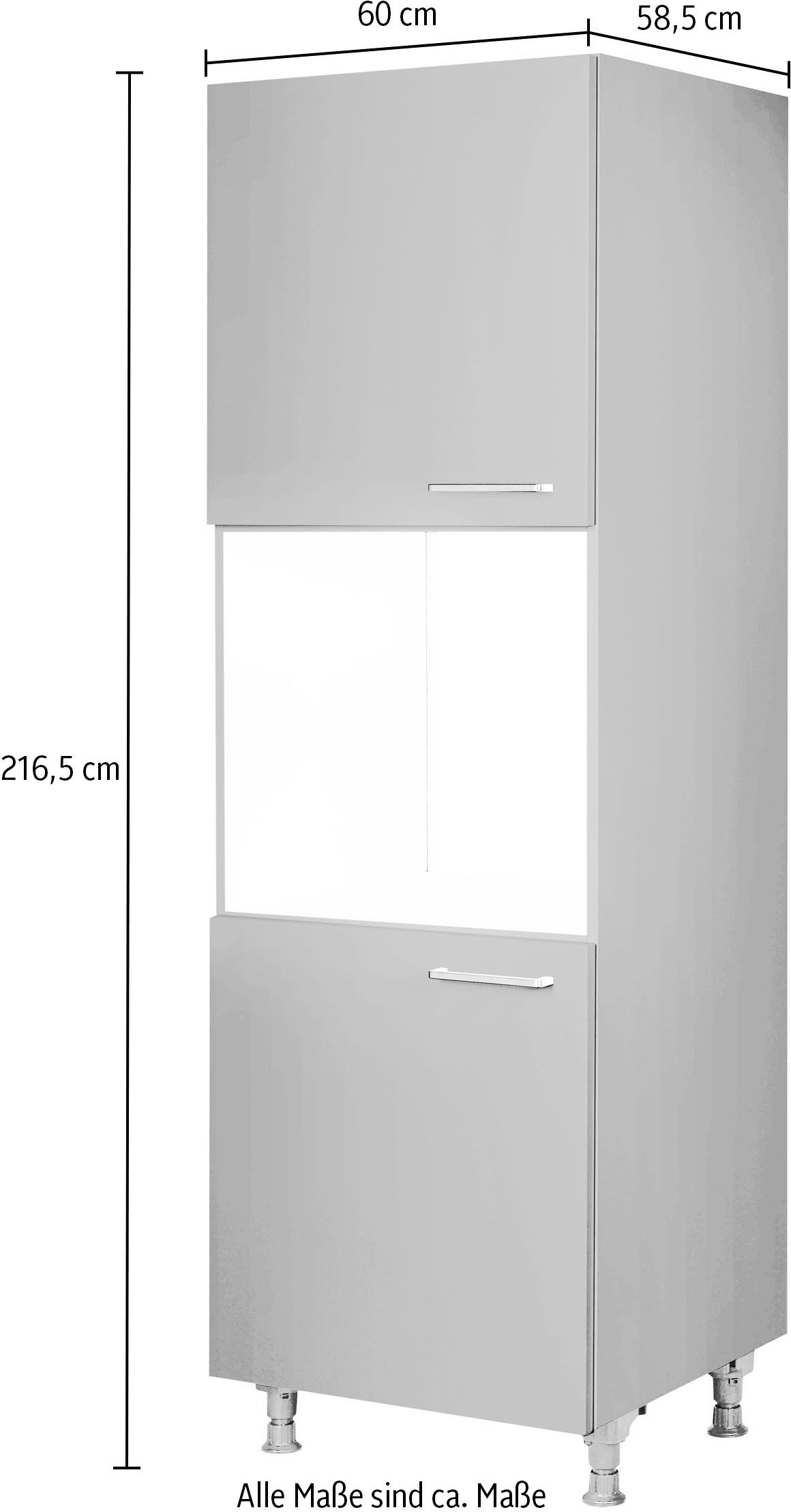 nobilia® Herdumbauschrank »"Touch", Ausrichtung wählbar, mit zwei zusätzlichen Türen,«, vormontiert, Breite/Höhe: 60/167,8 cm