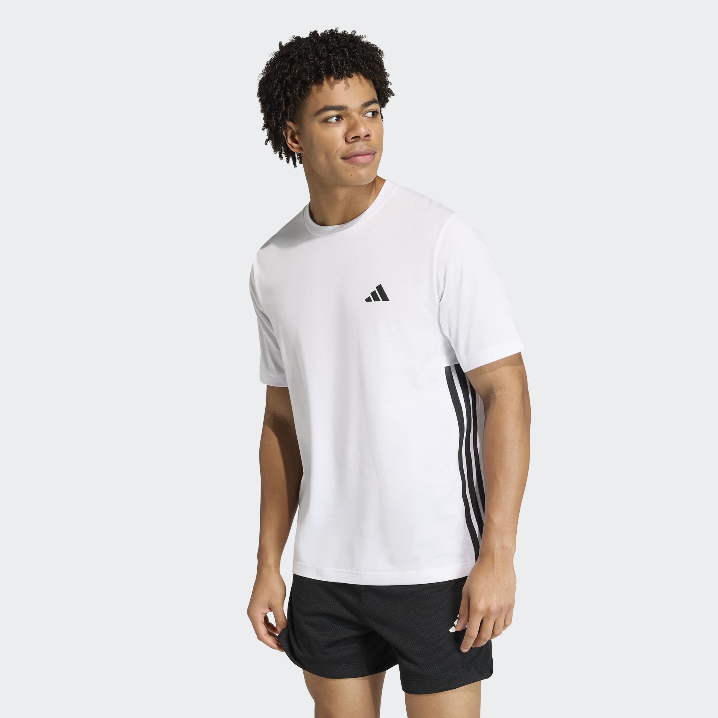 adidas Performance T-Shirt "WORKOUT ESSENTIALS FEELREADY 3-STREIFEN" mit Rundhalsausschnitt, sportlicher Stil, aus Single Jersey