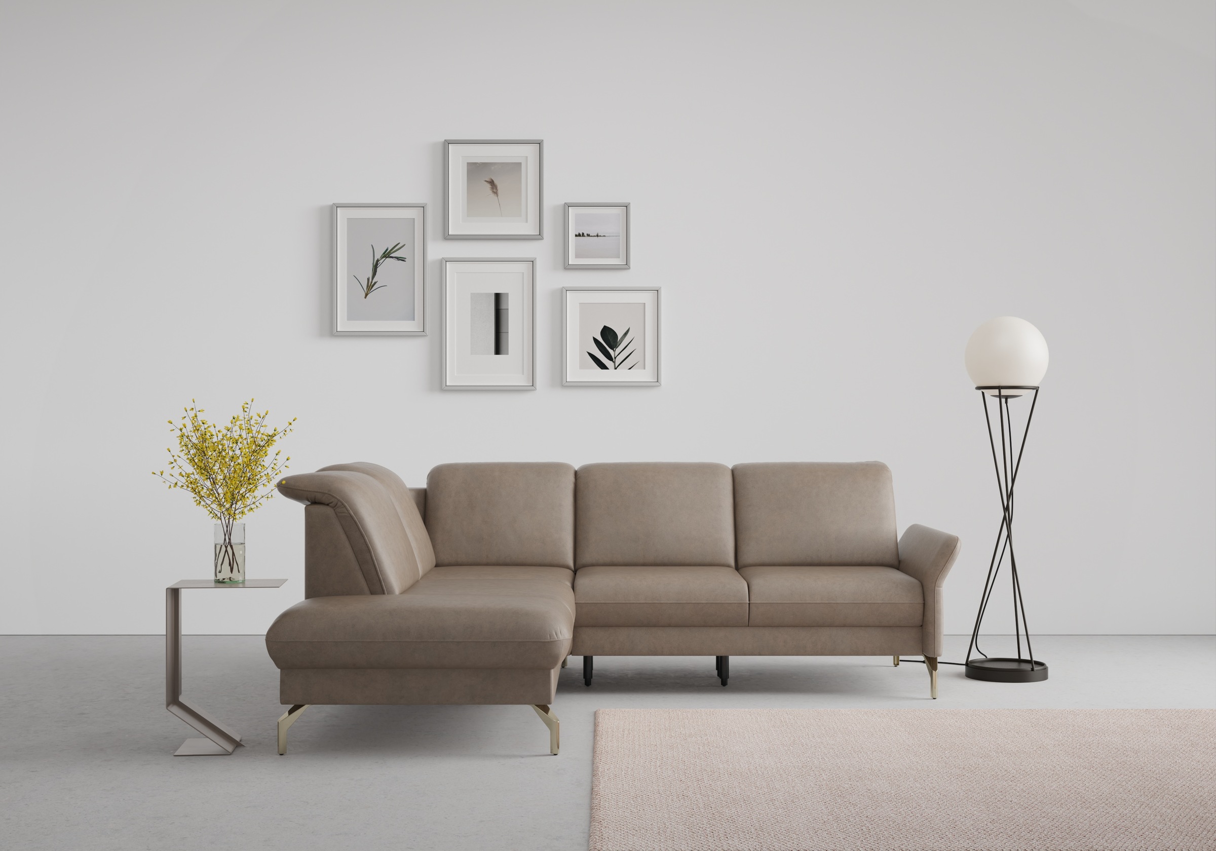 sit&more Ecksofa »Fashion L-Form«, wahlweise mit Kopfteilverstellung, Vorziehsitz, motorisch, Nickelfüße
