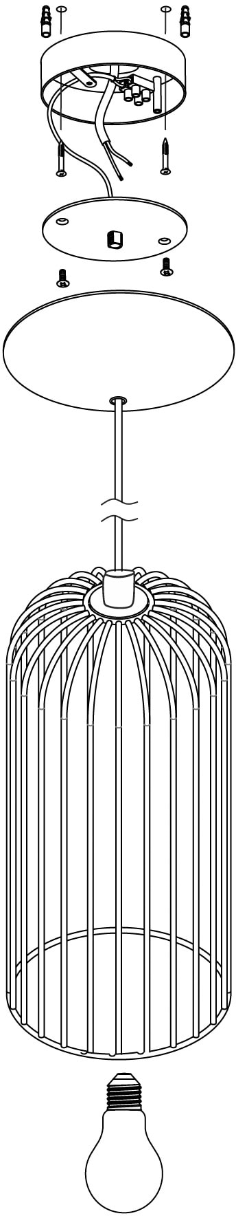 EGLO Pendelleuchte »ROCCAMENA«, 1 flammig-flammig, Vintage Pendelleuchte, Retro, Hängelampe, Lampe, Fassung: E27