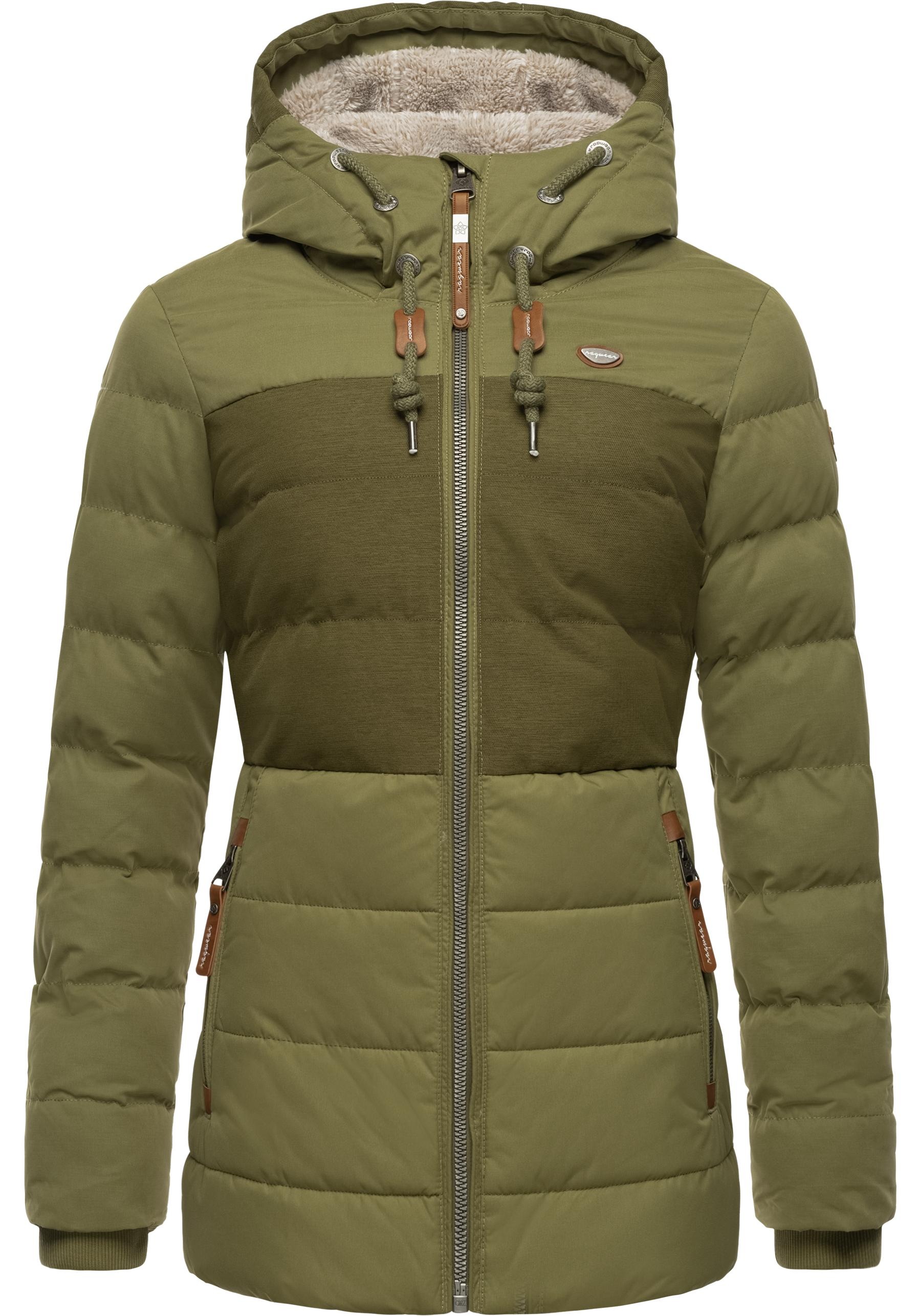 Ragwear Winterjacke »Quantic«, mit Kapuze, stylische Steppjacke mit Teddyfell-Kapuze