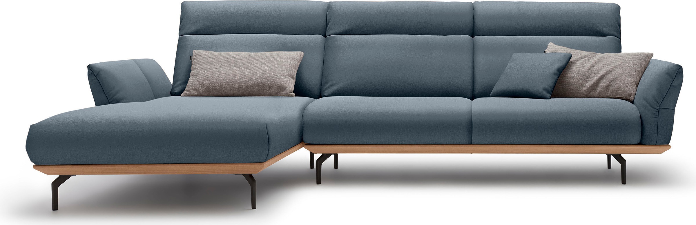Creation BY ROLF BENZ Ecksofa "CR.460 Design-Sofa, verstellbare Rückenlehne, L-Form" Sockel in Eiche, Winkelfüße in Umbragrau, Breite 318 cm
