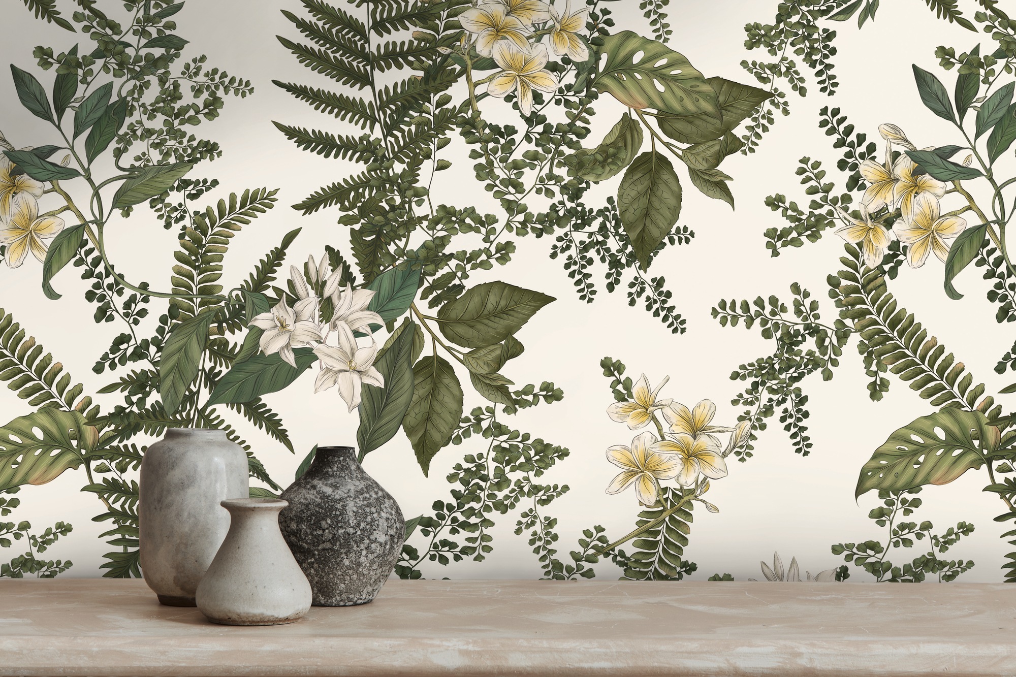 living walls Vliestapete "Drawn Into Nature Pflanzen-Tapete Mustertapete Floral Natur" matt strukturiert Vliestapete Blätter für Schlafzimmer Küche Wohnzimmer Pflanzen Design