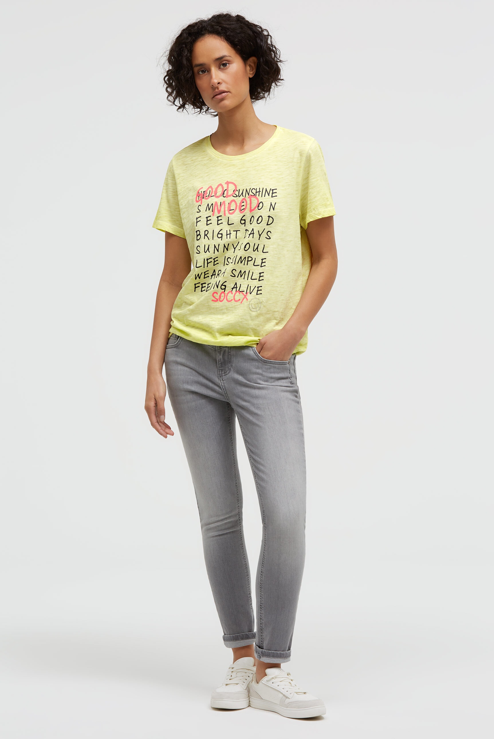 SOCCX Rundhalsshirt mit Gummizug im Saum