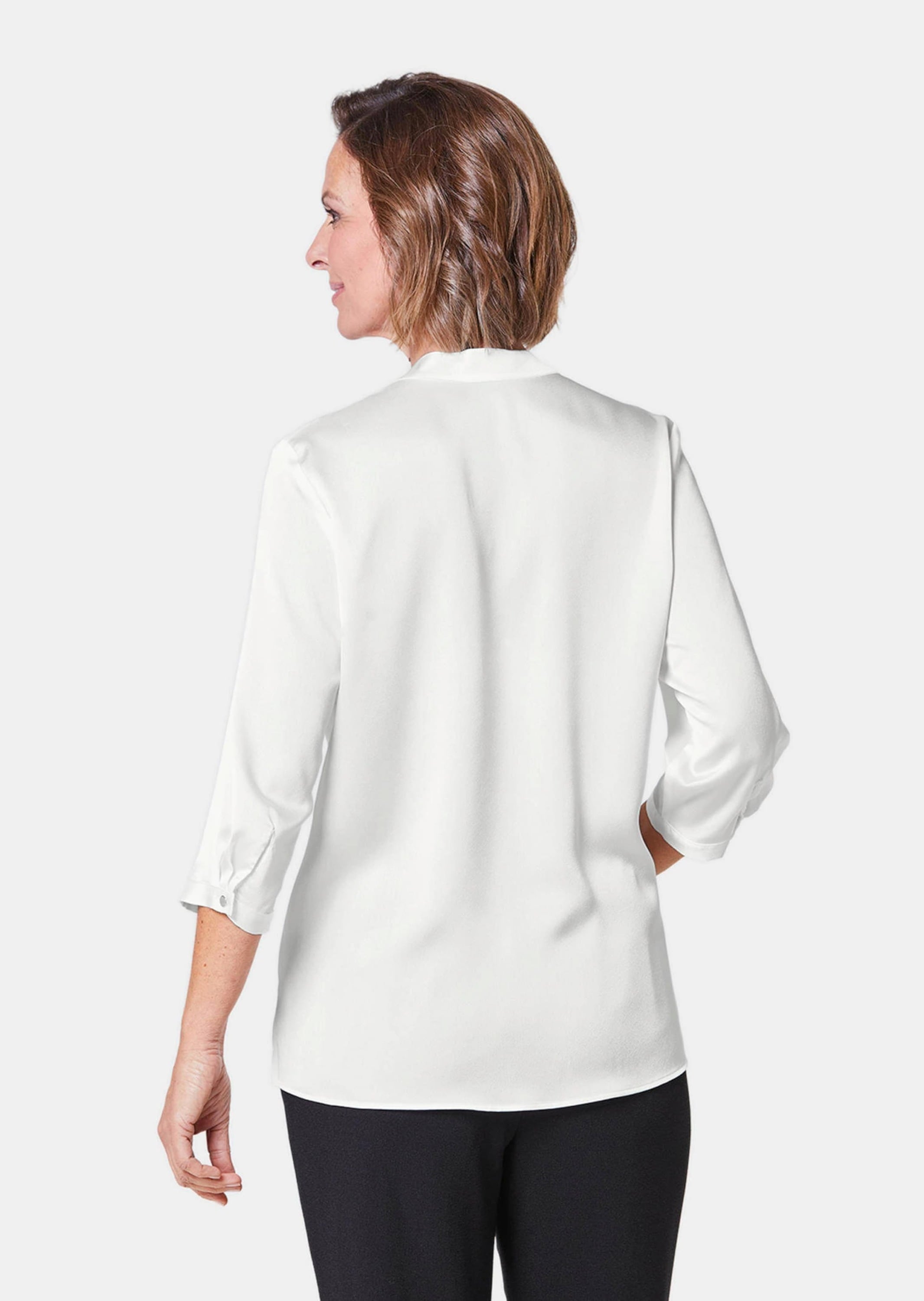 GOLDNER Kurzarmbluse »Stehkragenbluse Bluse mit festlichem Stehkragen«