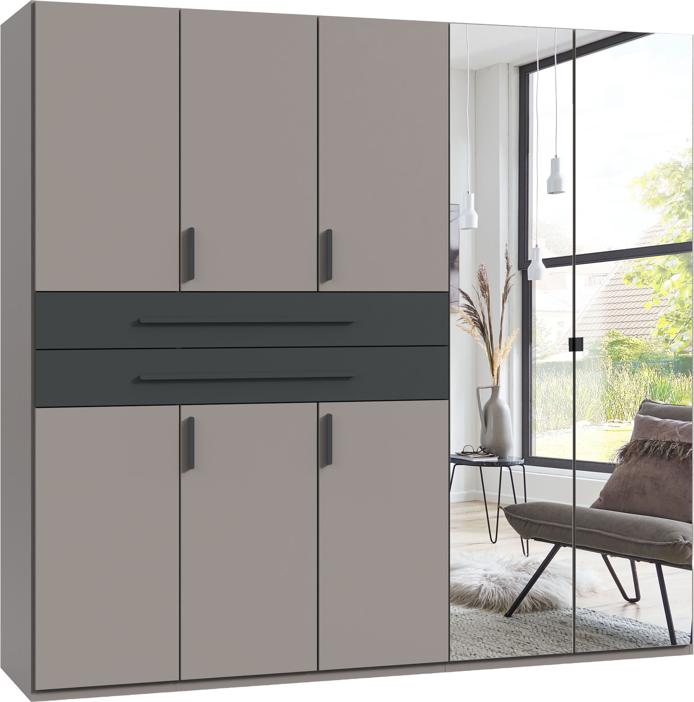 Wimex "Digit Kleiderschrank wahlweise mit oder ohne Spiegel" Schlafzimmer Schrank Bestseller im modernem Design, erhältlich in den Breiten 225cm oder 270cm (mit 8 oder 10 Türen)