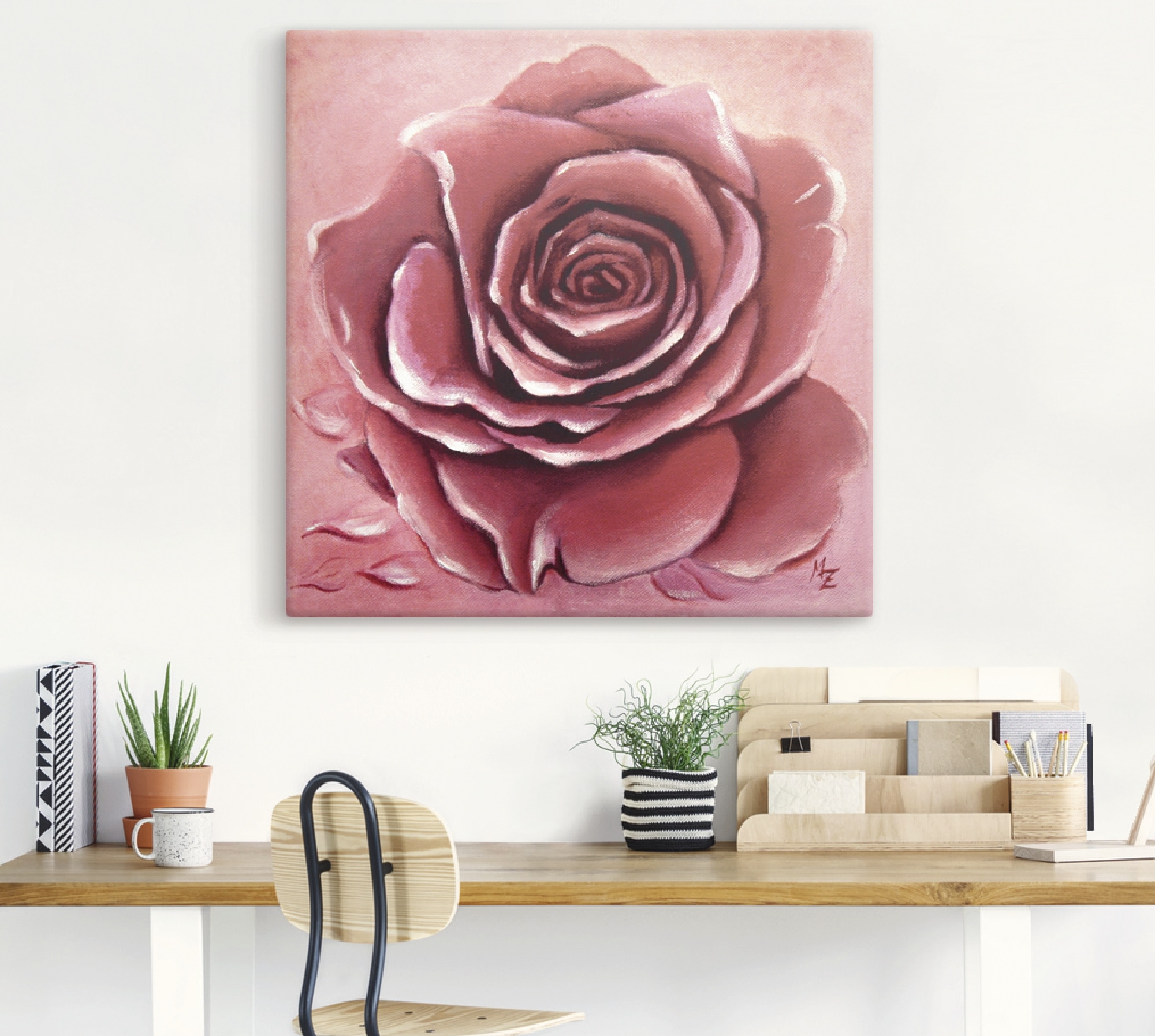 Artland Wandbild »Rote Rose handgemalt«, Blumen, (1 St.), als Alubild, Outdoorbild, Leinwandbild, Wandaufkleber, versch. Größen