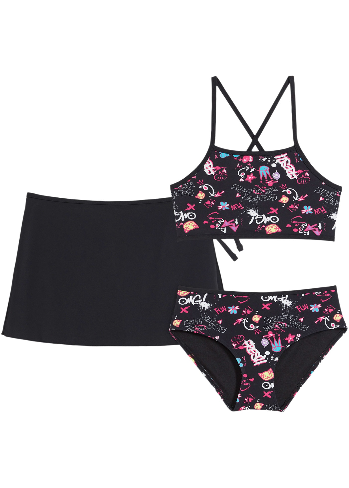 bonprix Bustier-Bikini Set, 3 Stk. mit dazugehörigem Minirock