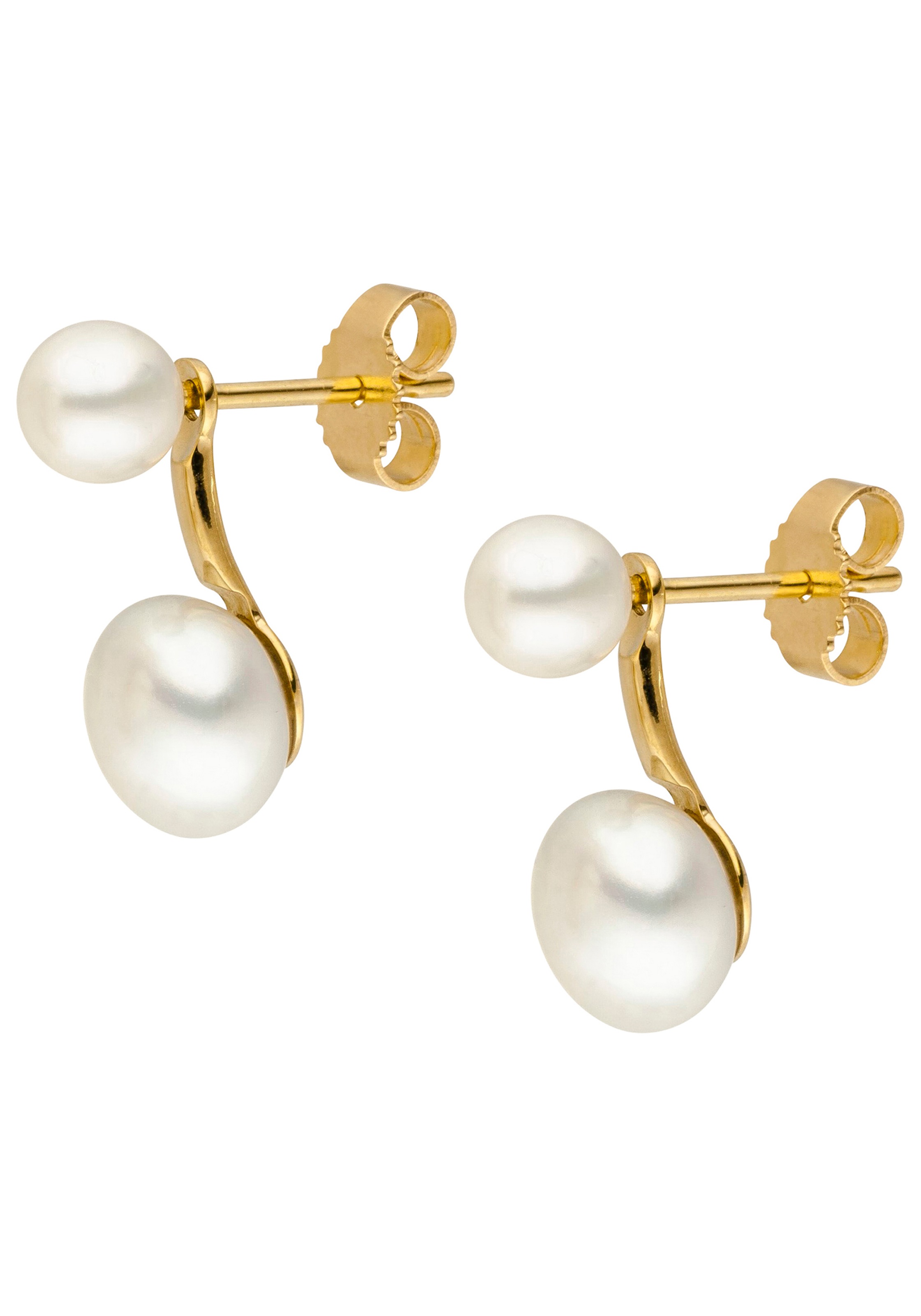 JOBO Paar Ohrstecker 585 Gold mit 4 Süßwasser-Zuchtperlen