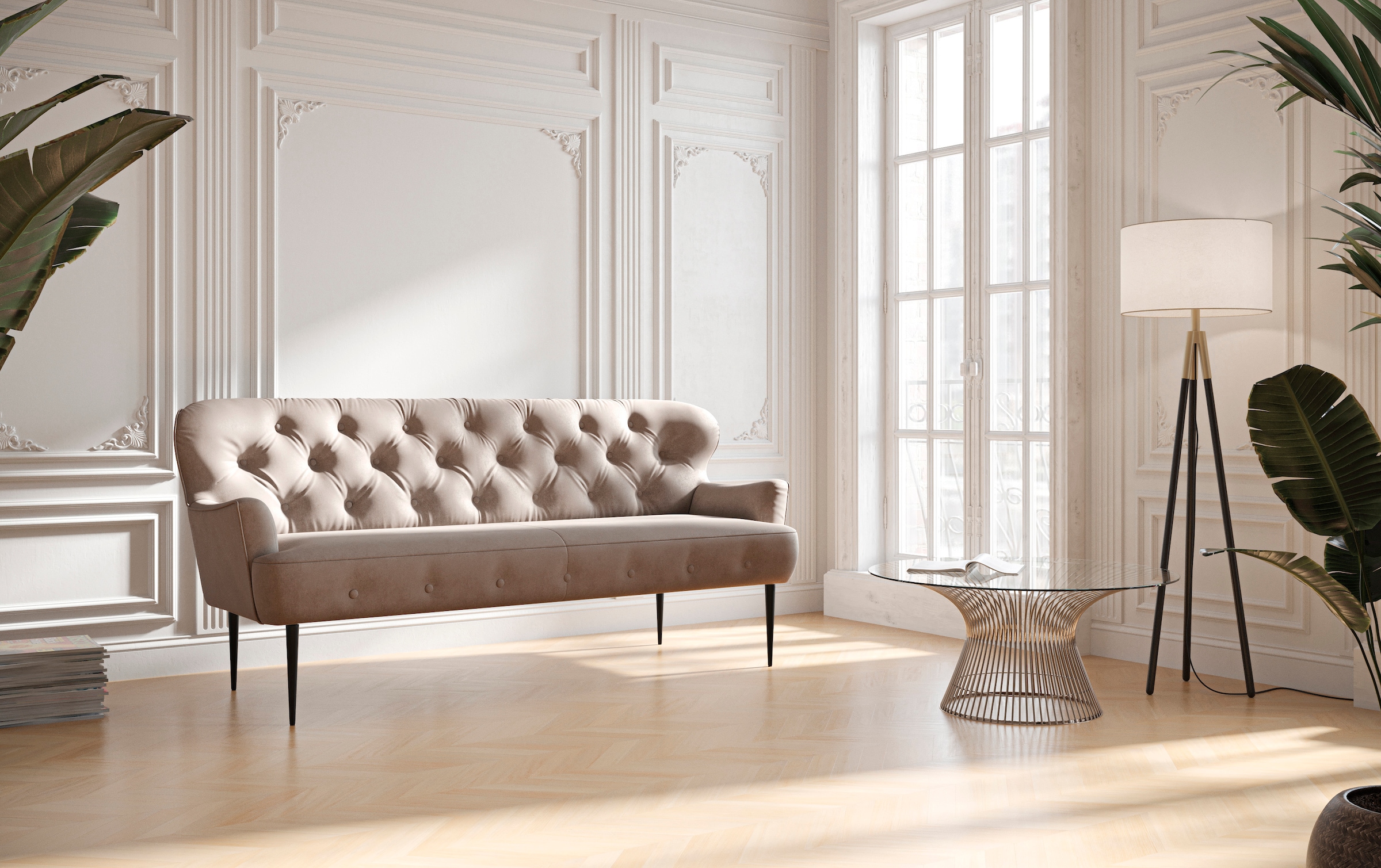 Home affaire 3-Sitzer "Amber" mit Knopfheftung,in verschieden Stoffarten günstig online kaufen