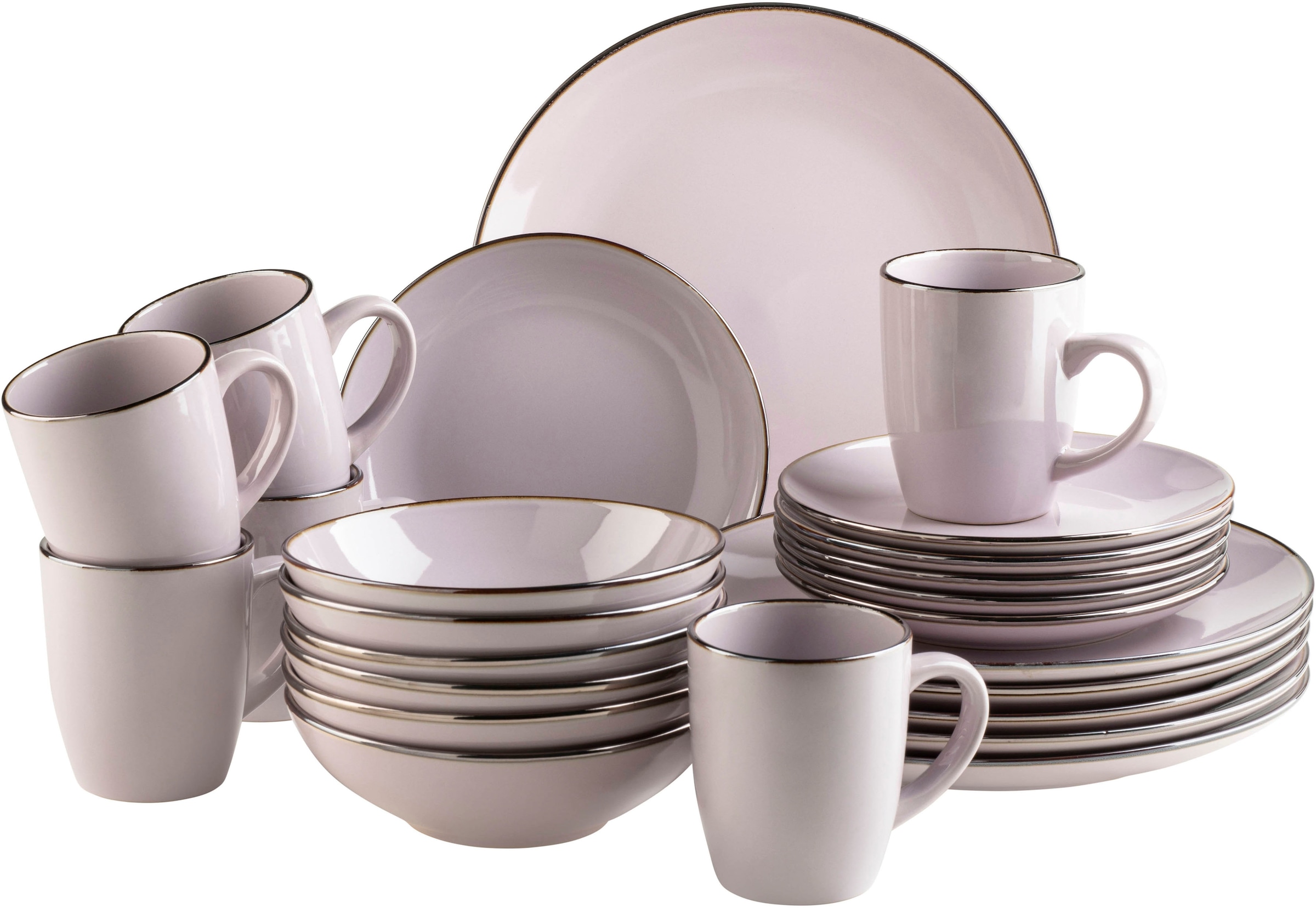 MÄSER Kombiservice "Geschirr-Set, Service Metallic Rim" messingfarben schim günstig online kaufen