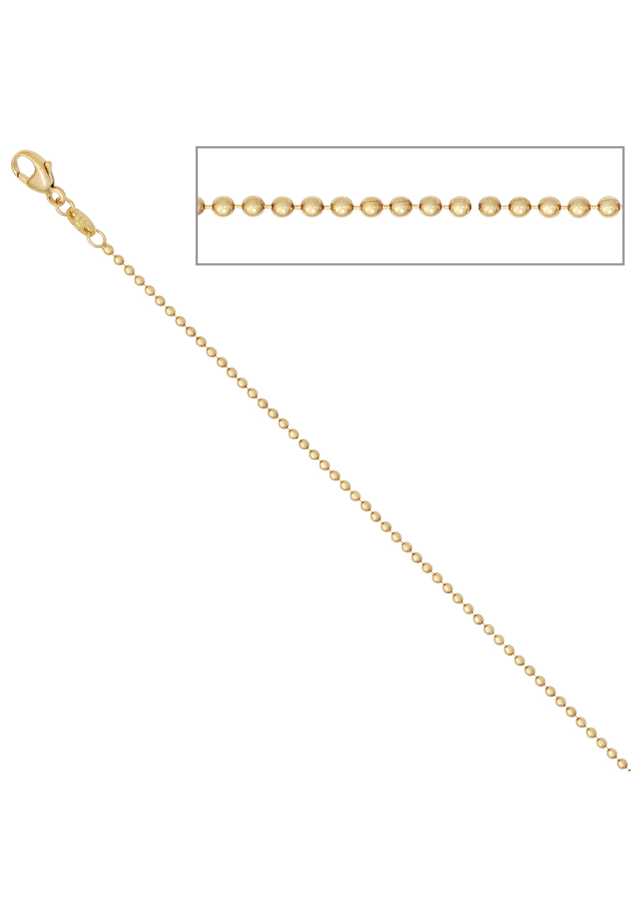 JOBO Goldkette, Kugelkette 585 Gold 42 cm 1,5 mm