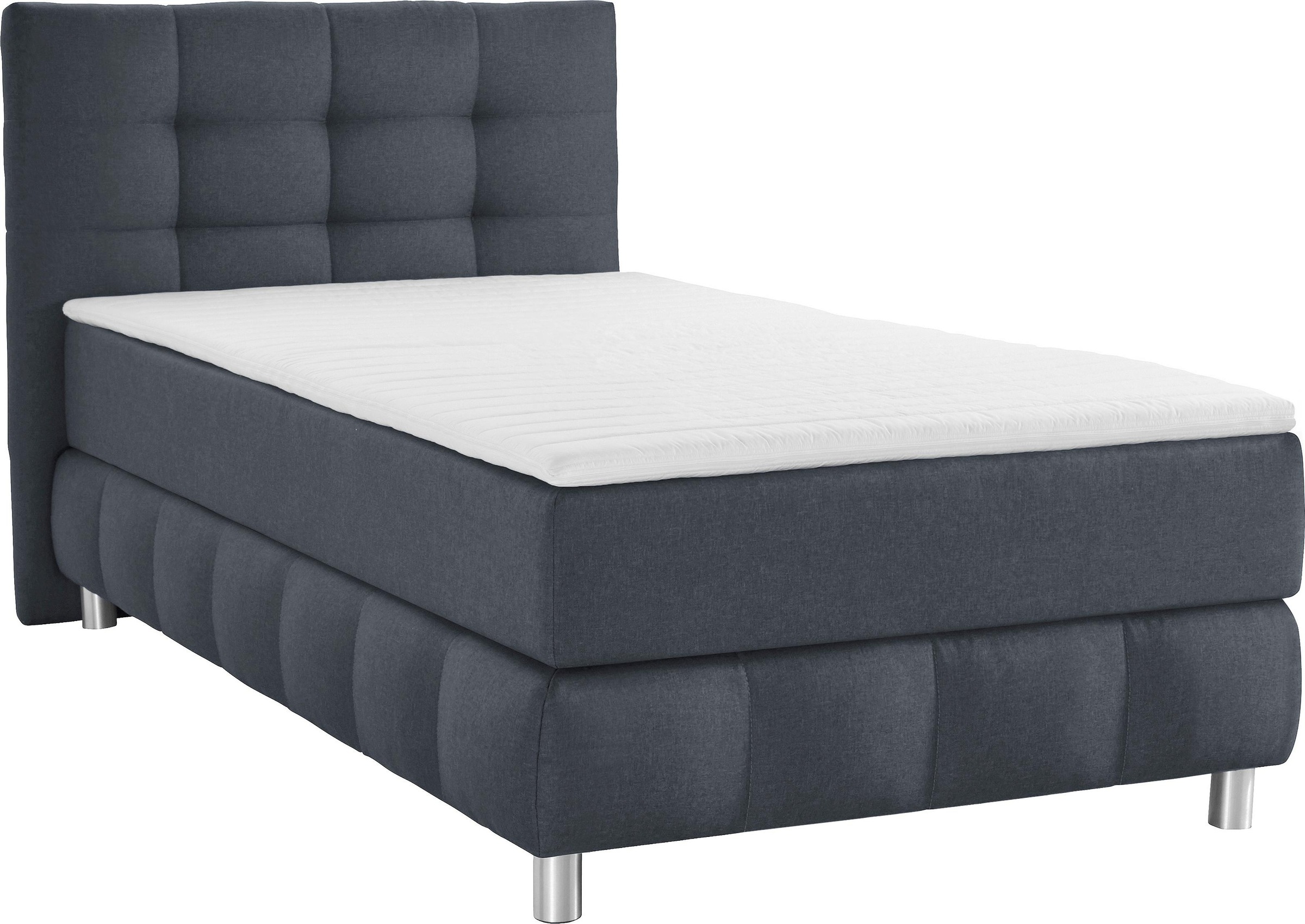 Boxspringbett HOME AFFAIRE "Salo", grau (anthrazit), B:104cm L:211cm, Struktur (100% Polyester);Bezug der Spiegelfläche Matratzendrell aus 100% Polyester;Samtoptik (100% Polyester), Komplettbetten, Boxspringbett, incl. Topper, 6 Breiten, 2 Härtegrade, TFK 8