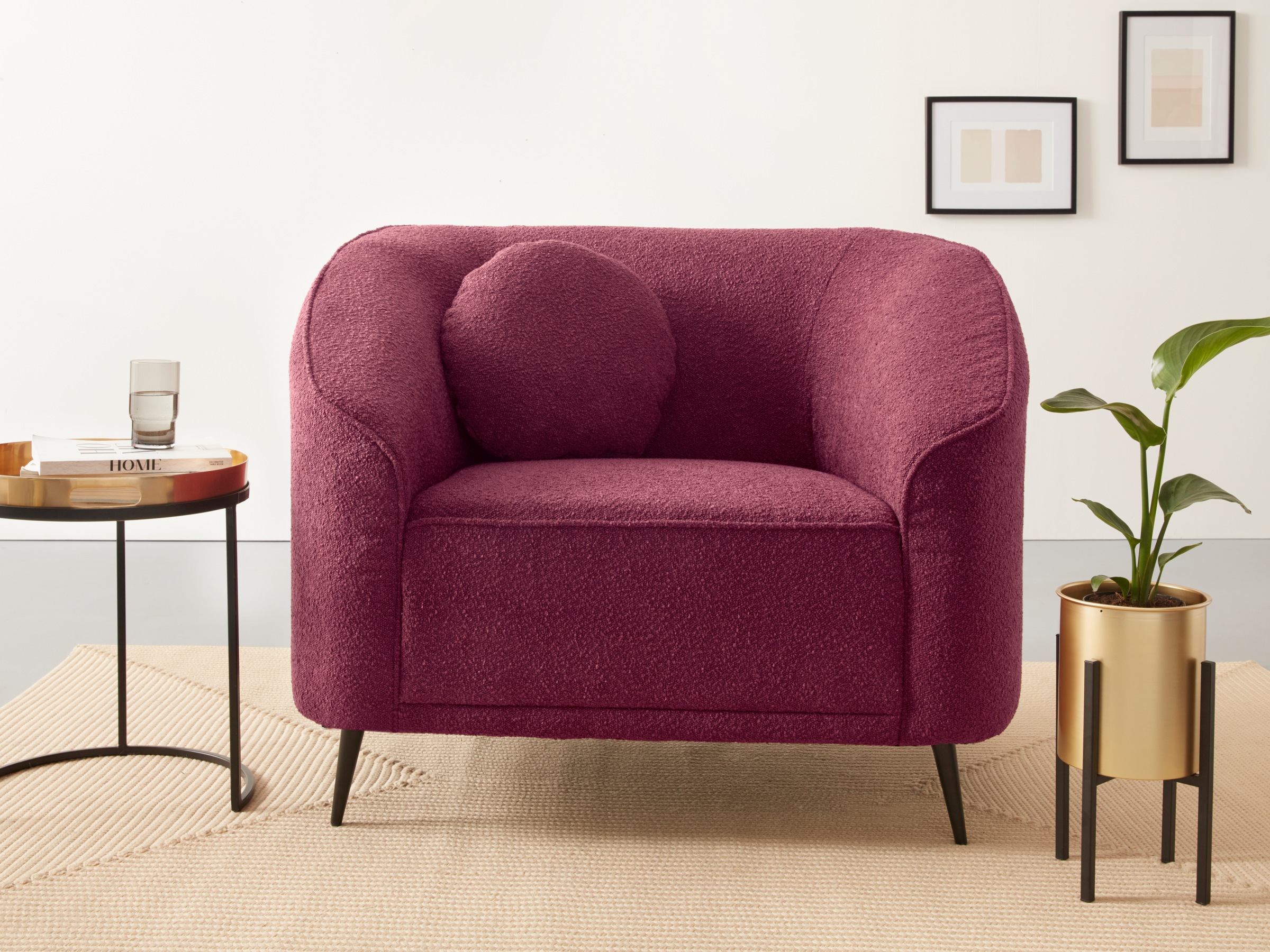 Home affaire Sessel "Ashly" in 3 Bezugsvarianten, Bouclé, Samtoptik und Str günstig online kaufen