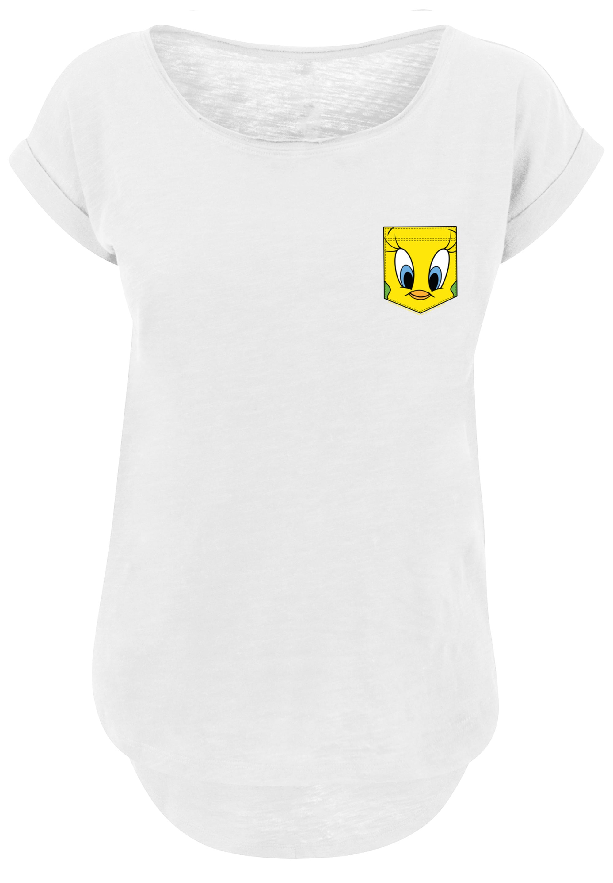 F4NT4STIC T-Shirt »Looney Tunes Tweety Pie Face Faux Pocket«, Print