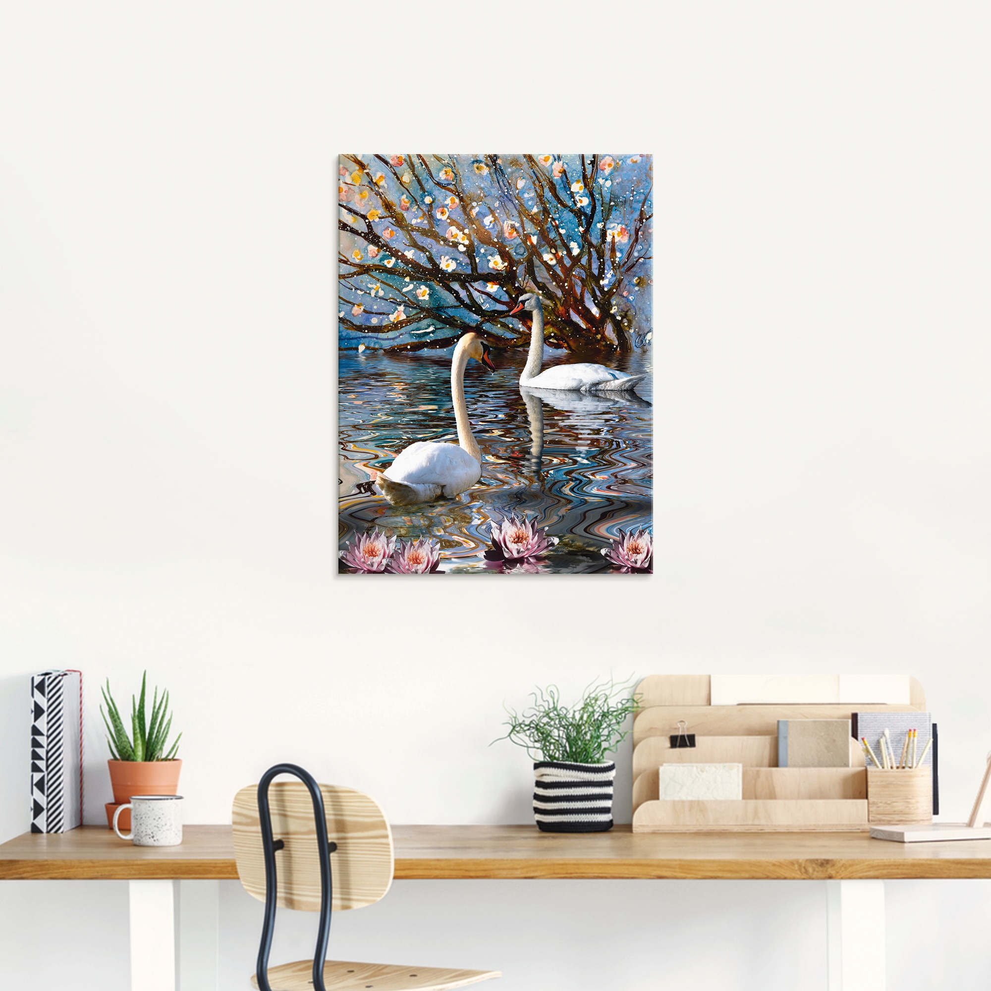 Artland Glasbild »Sommer im Schwanensee«, Vögel, (1 St.), in verschiedenen Größen