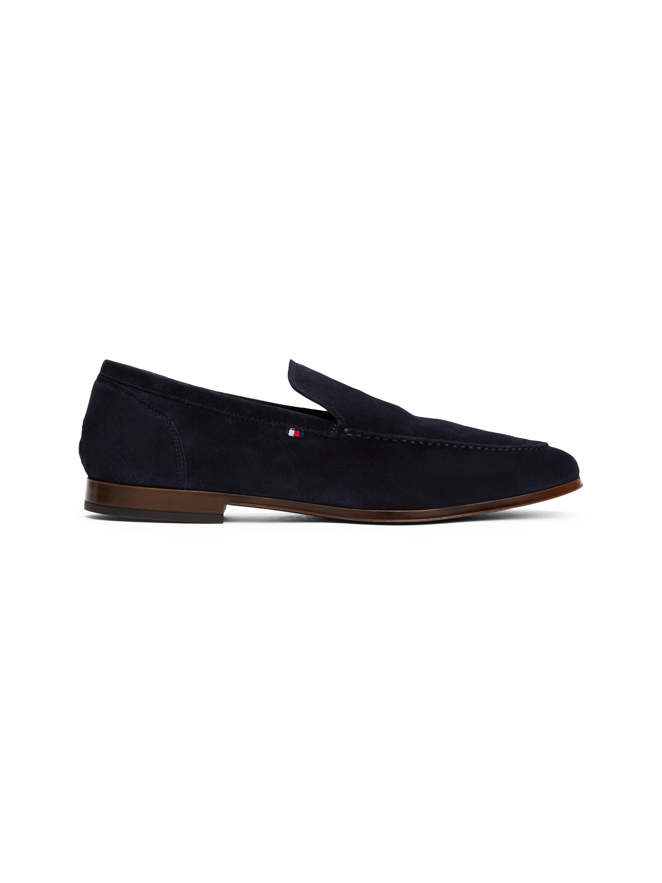 Tommy Hilfiger Slipper »HILFIGER FLEXIBLE SUEDE LOAFER«, Blockabsatz, Loafer, Businsesschuh, Abendschuh mit Logoflag