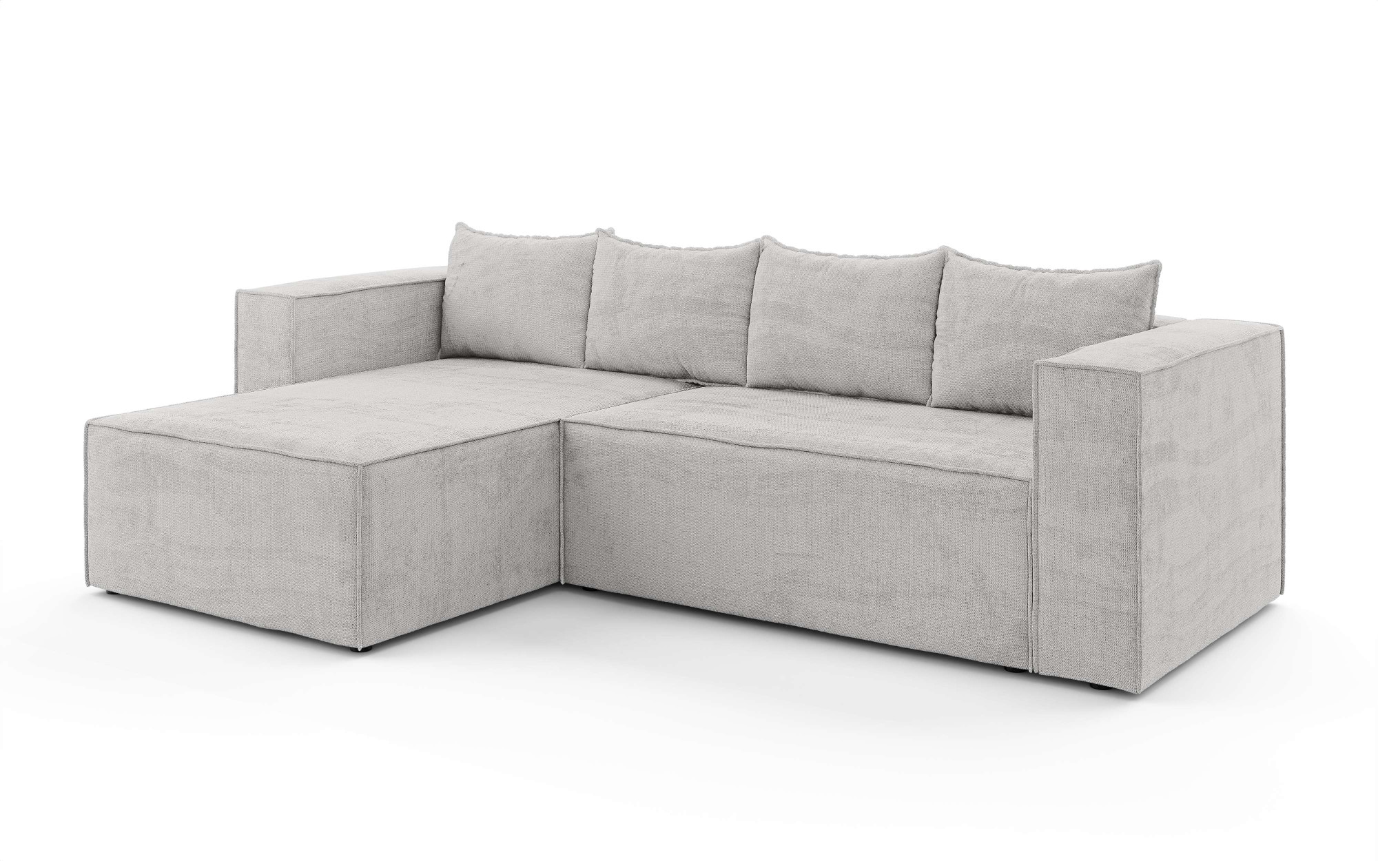 INOSIGN Ecksofa »LINCOLNVILLE mit Bettfunktion und Bettkasten, Maße B/H/T 244/76/150 cm«, L-Form mit Wellenunterfederung, Recamiere beidseitig montierbar