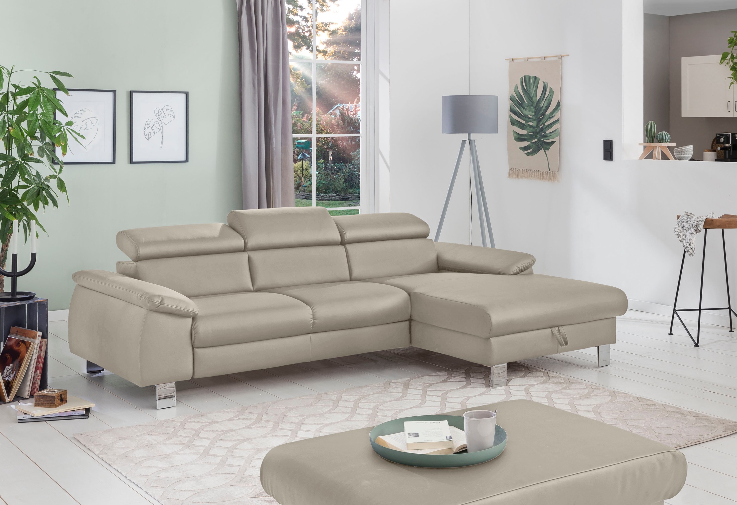 COTTA Ecksofa "Komaris L-Form, B: 244 cm" mit Kopfteilverstellung, optional günstig online kaufen